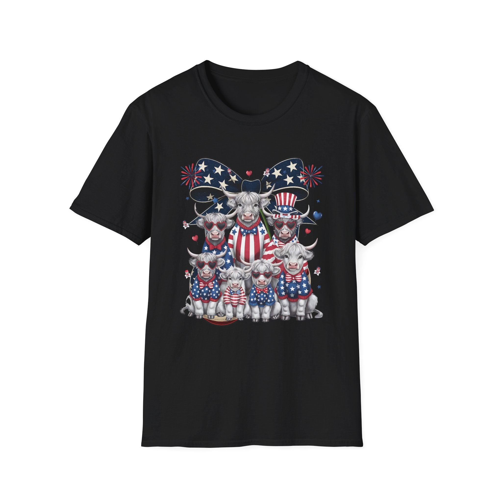 Patriotic Cherry T-Shirt — American Flag Bow & Cherries Graphic