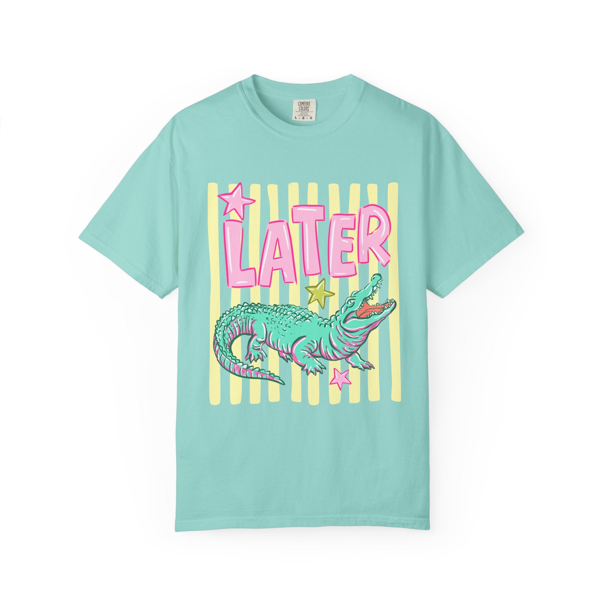 Later Alligator T-Shirt — Retro Neon Crocodile Graphic Tee