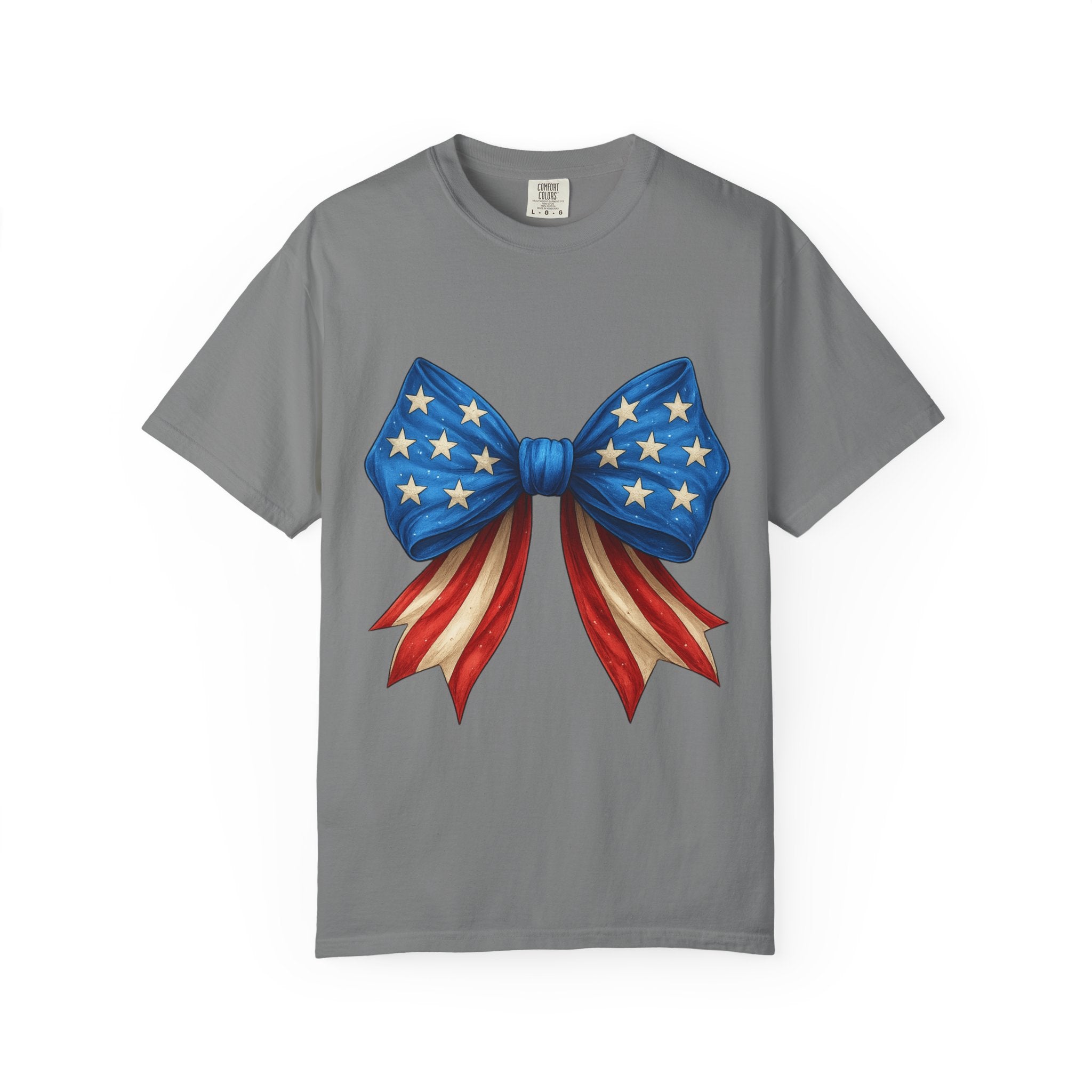 American Flag Bow T-Shirt — Patriotic Stars & Stripes Graphic Tee for Fourth of July