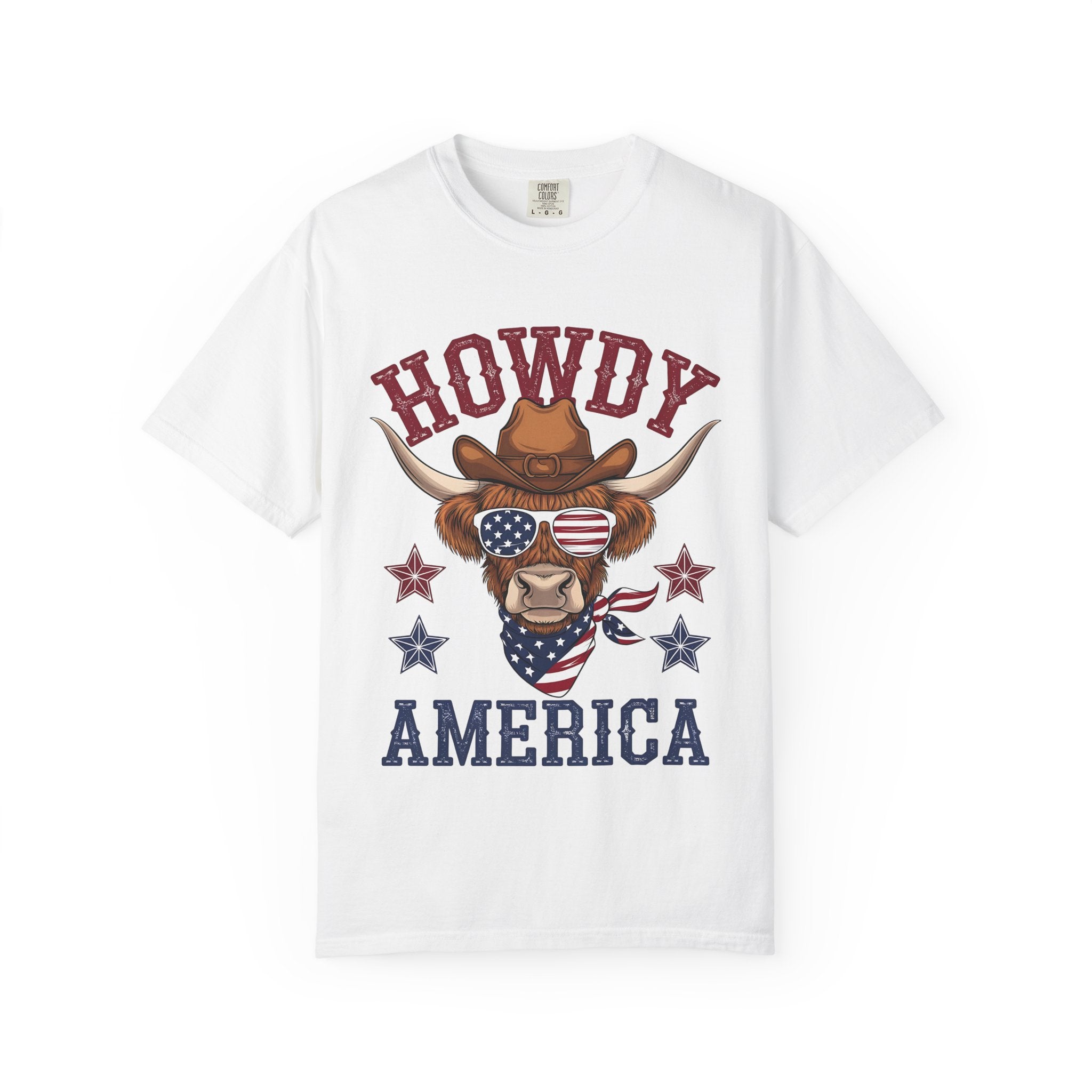 Howdy America Patriotic Cow Tee