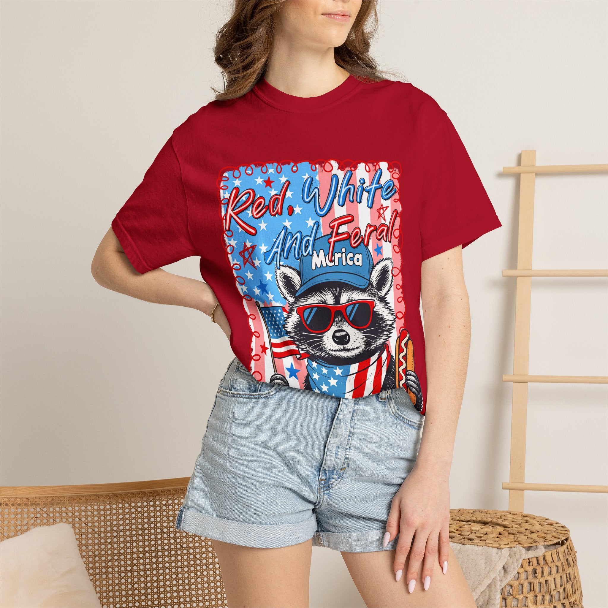 Patriotic Raccoon T‑Shirt — "Red, White and Ferale 'Merica" 4th of July Tee