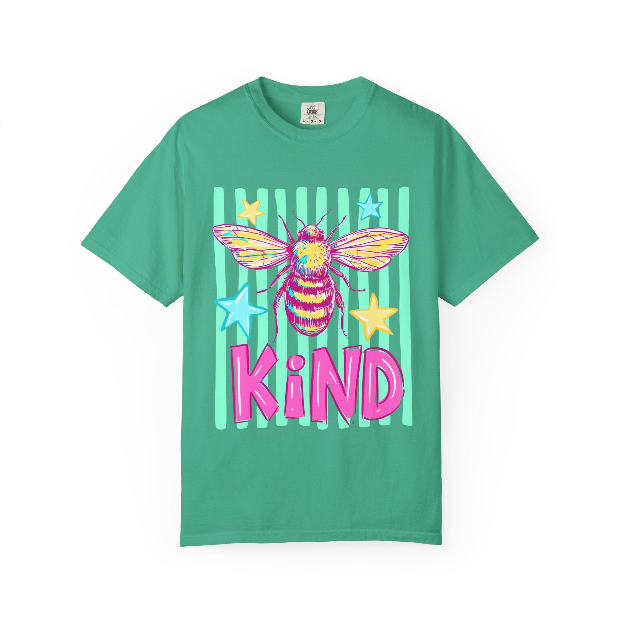 Kind Bee T-Shirt — Bright Pastel Graphic Tee with 'KIND' Text