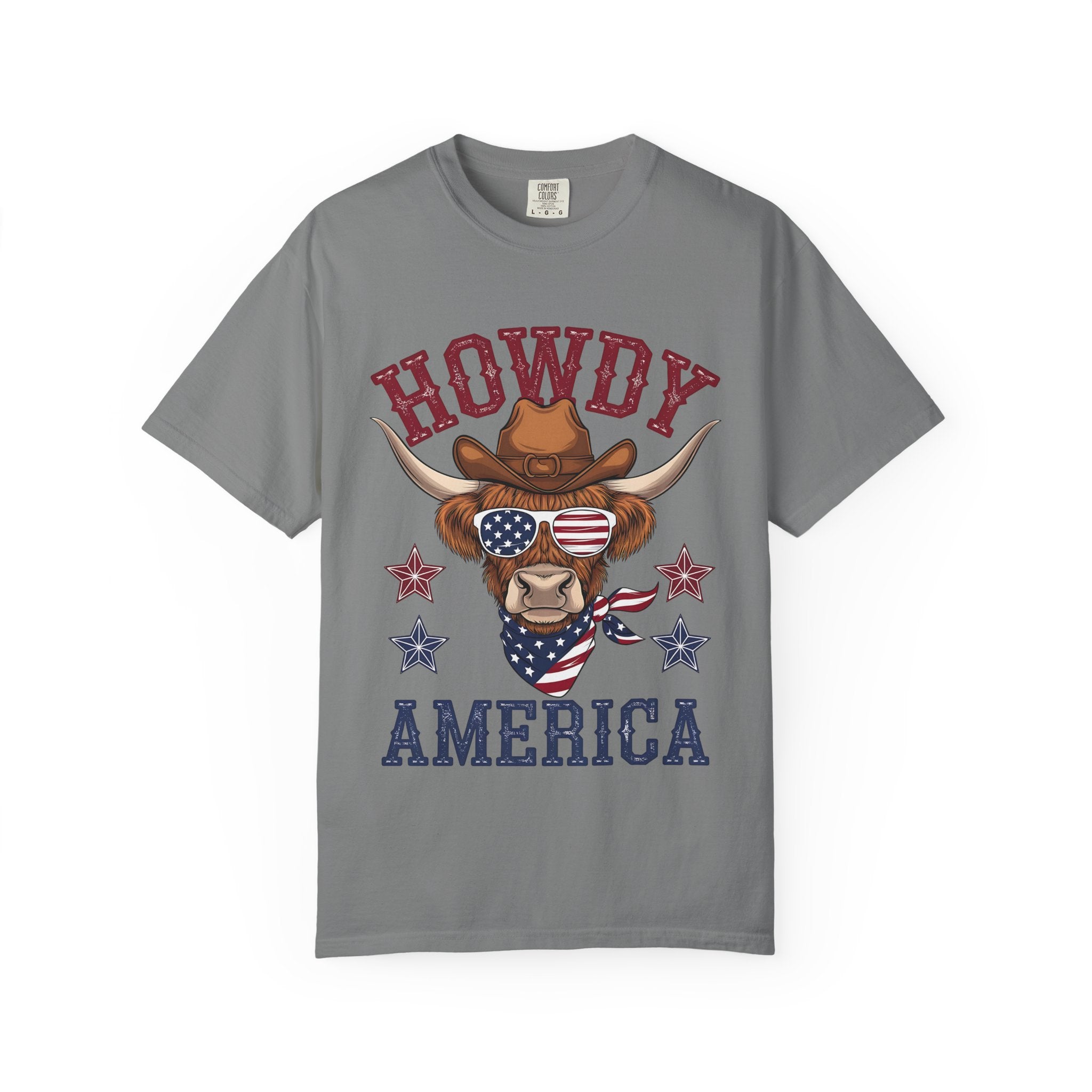 Howdy America Patriotic Cow Tee