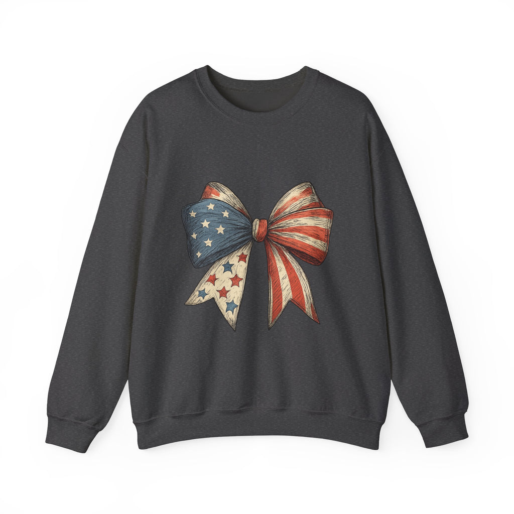 American Flag Bow Crewneck Sweatshirt — Patriotic Stars & Stripes Pullover