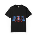 America Lightning Bolt T-Shirt — Patriotic USA Flag Print with Stars