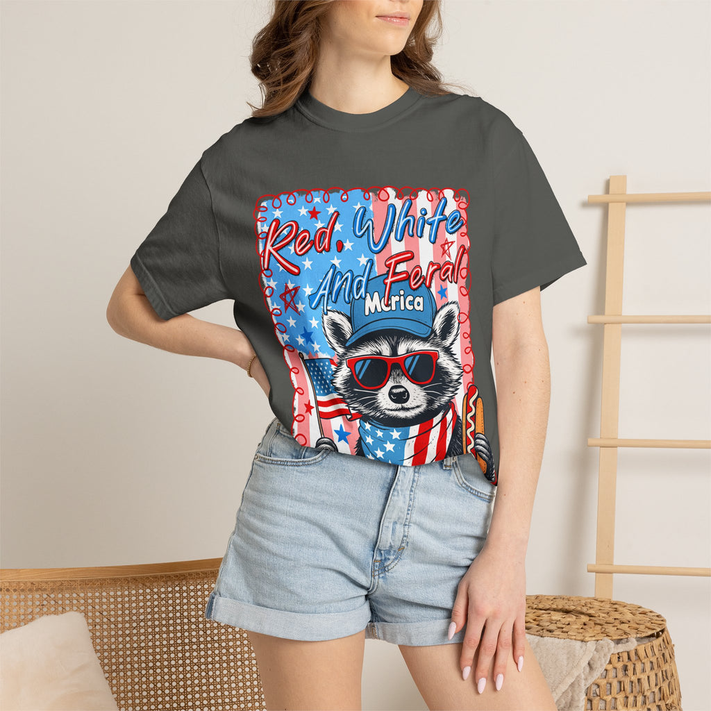 Patriotic Raccoon T‑Shirt — "Red, White and Ferale 'Merica" 4th of July Tee
