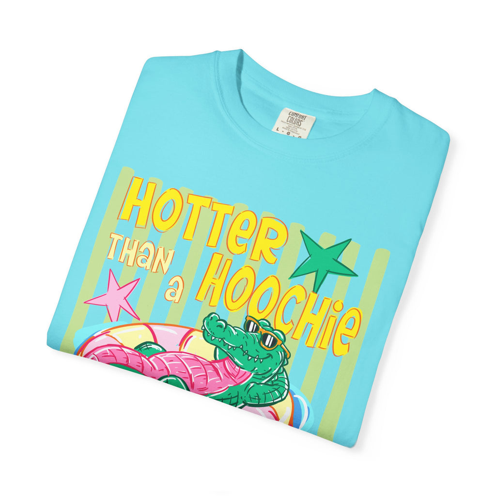 Graphic T-Shirt — “Hotter Than Hoochie Coochie” Retro Pool Float Design