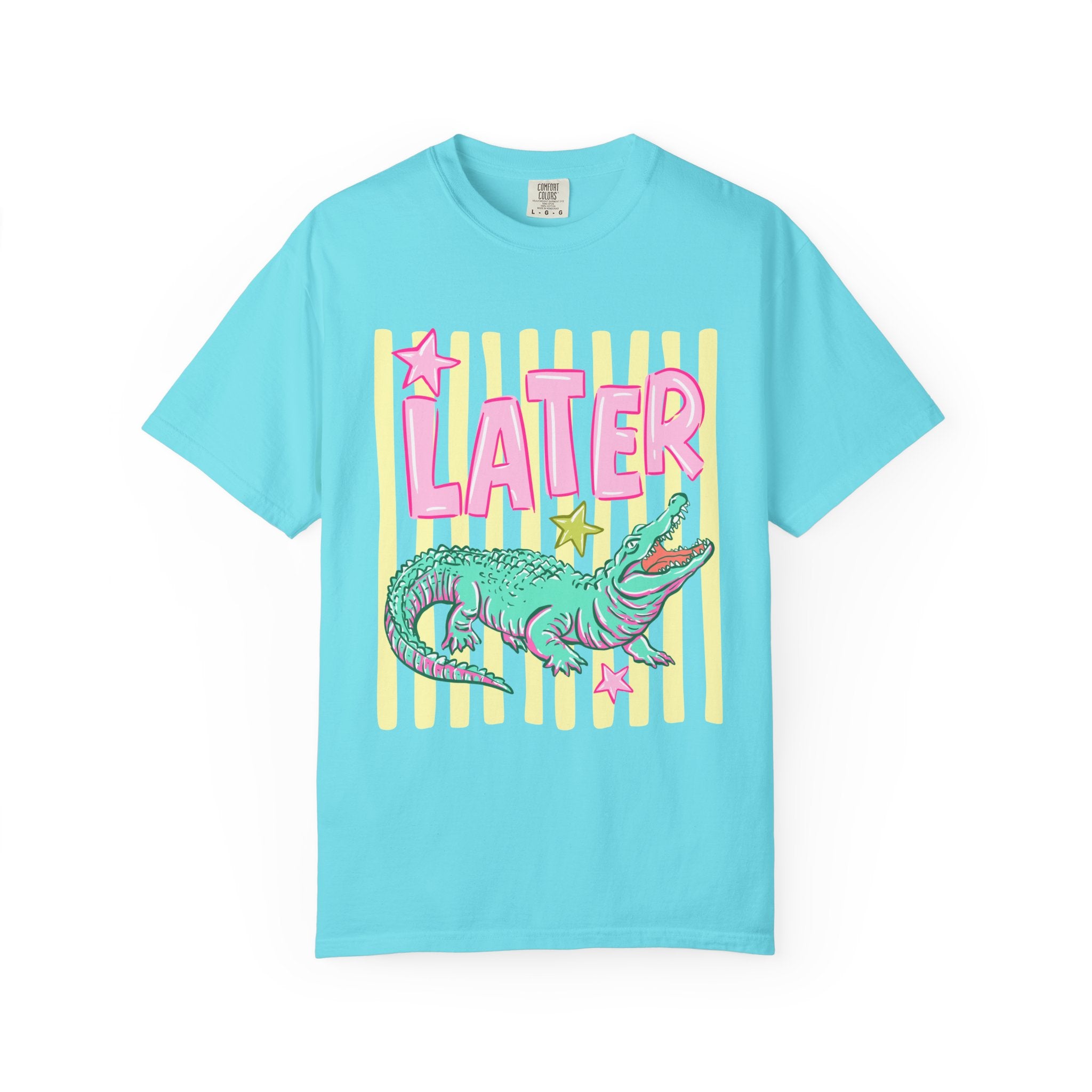 Later Alligator T-Shirt — Retro Neon Crocodile Graphic Tee
