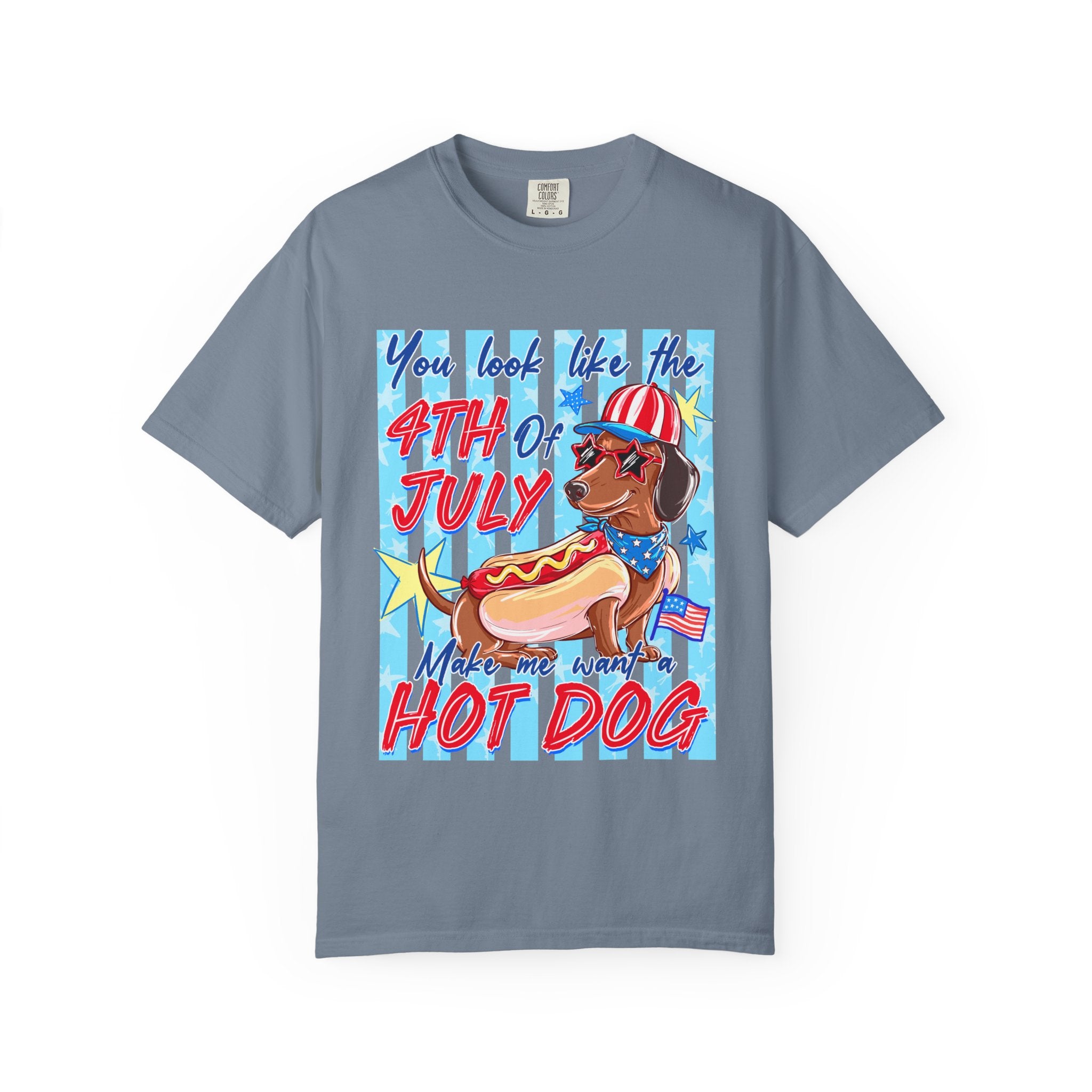 4th of July Hot Dog Dachshund T-Shirt — Funny Patriotic Summer Tee