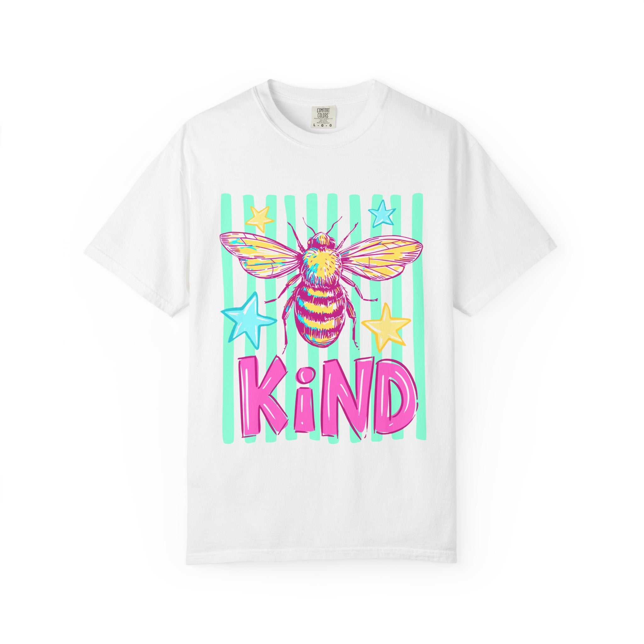 Kind Bee T-Shirt — Bright Pastel Graphic Tee with 'KIND' Text