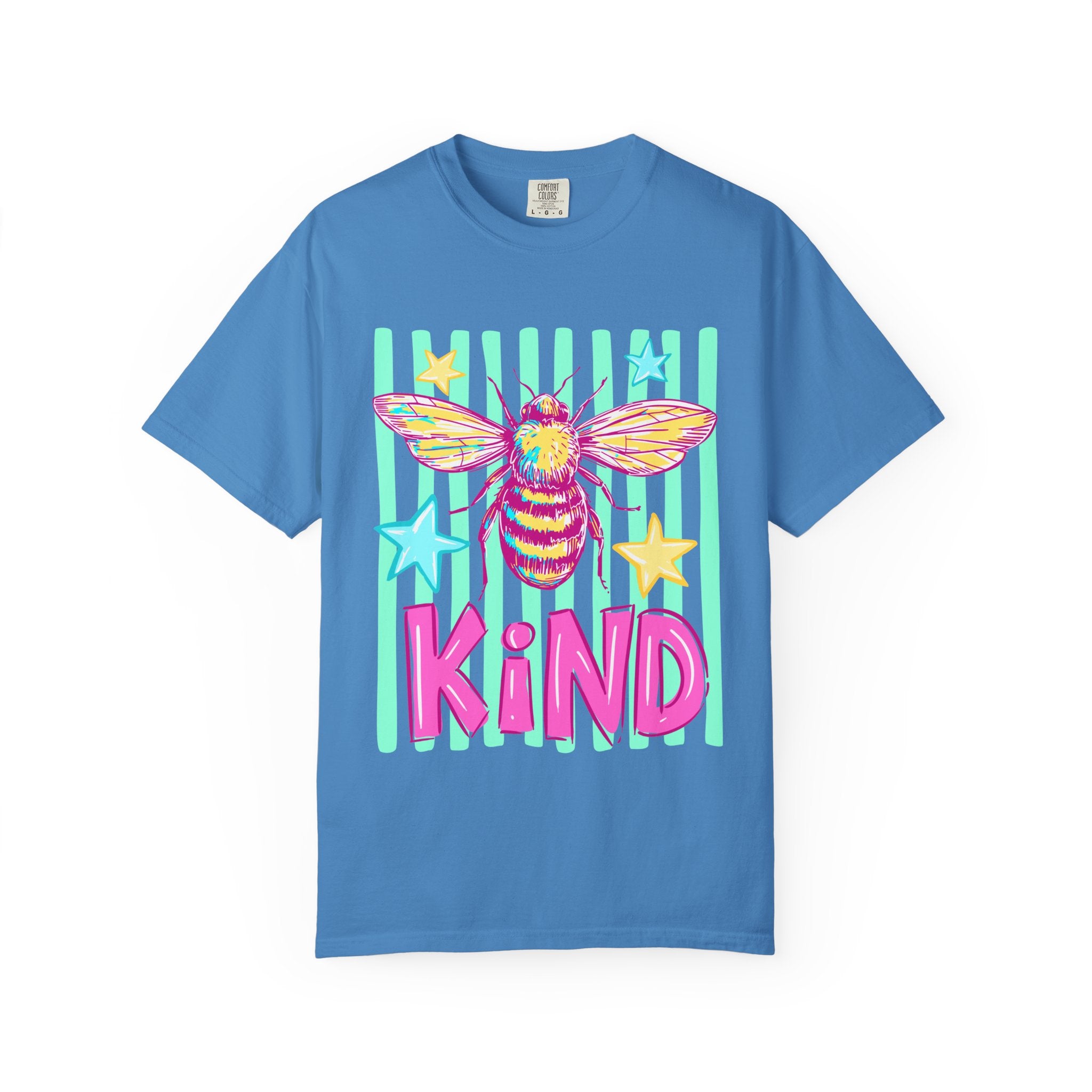 Kind Bee T-Shirt — Bright Pastel Graphic Tee with 'KIND' Text