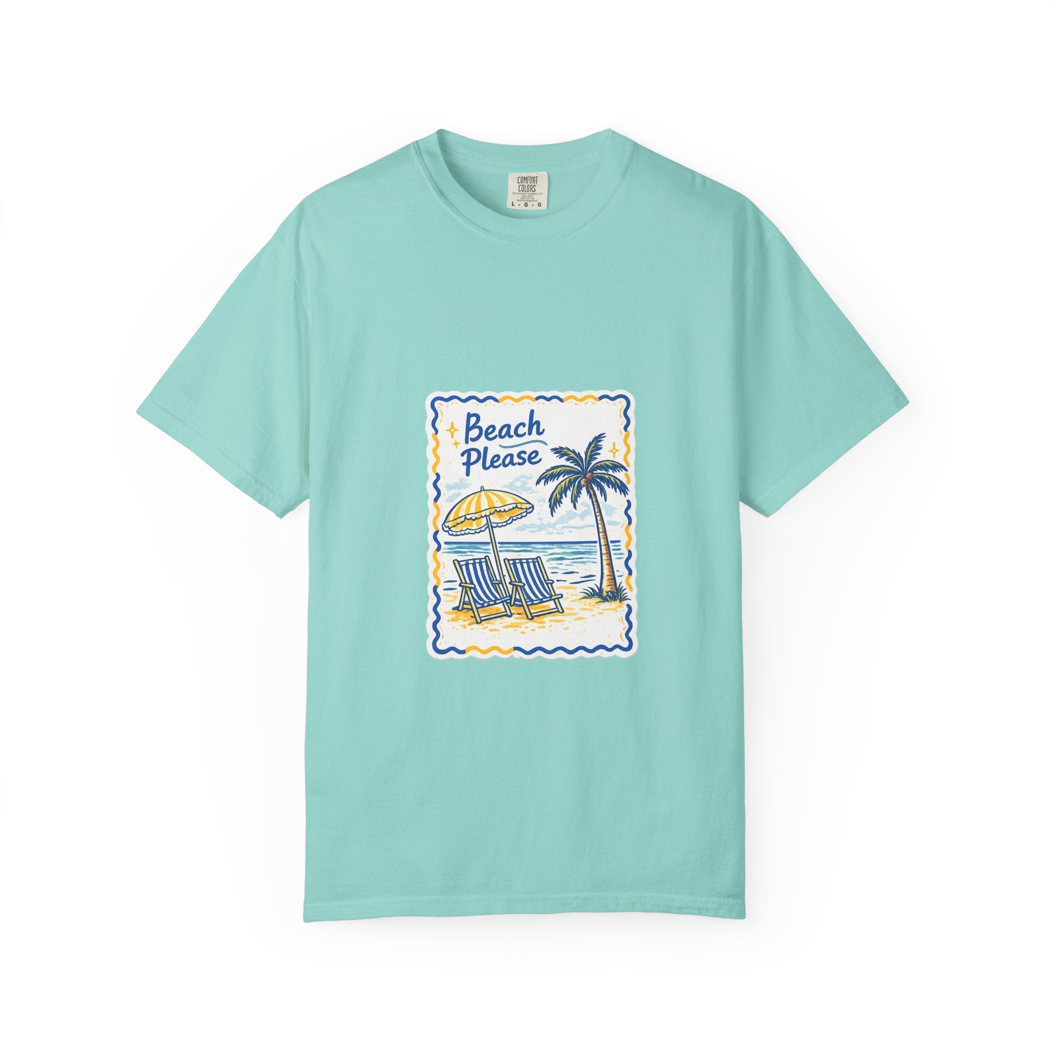 Beach Please T-Shirt — Vintage Palm Tree Seaside Graphic Tee