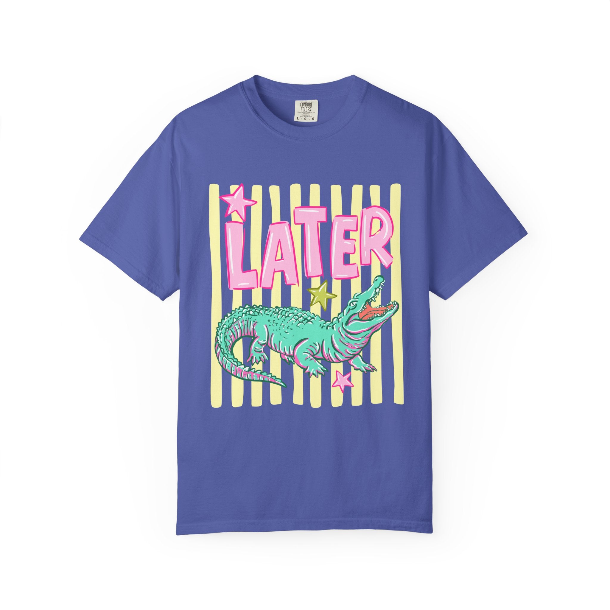 Later Alligator T-Shirt — Retro Neon Crocodile Graphic Tee