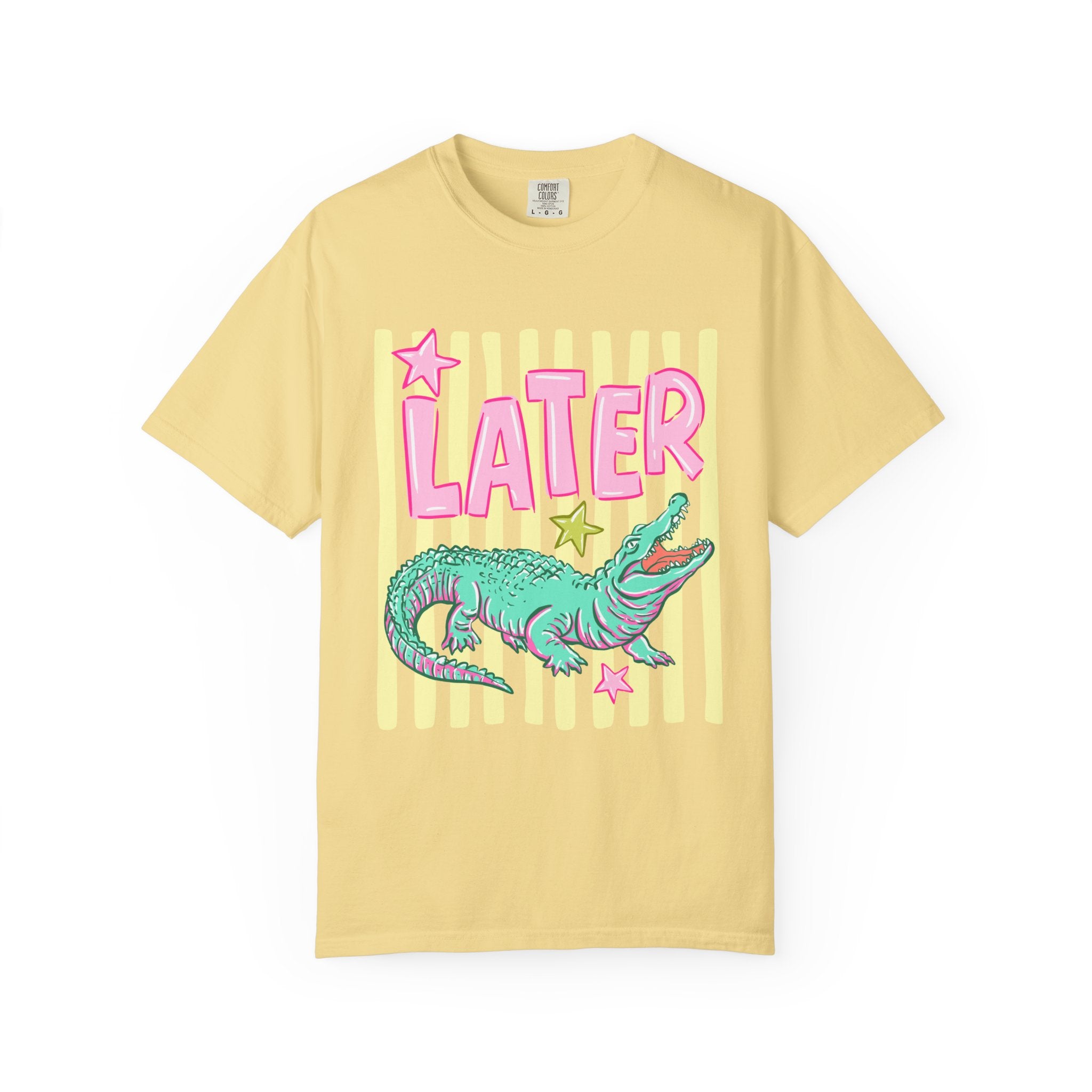 Later Alligator T-Shirt — Retro Neon Crocodile Graphic Tee