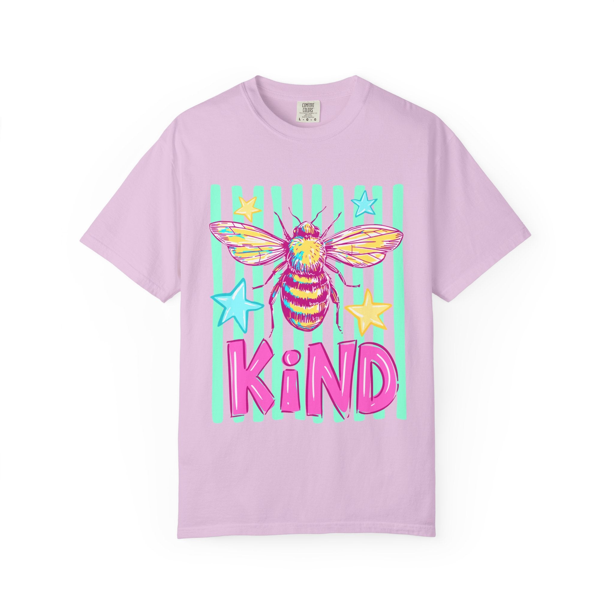 Kind Bee T-Shirt — Bright Pastel Graphic Tee with 'KIND' Text