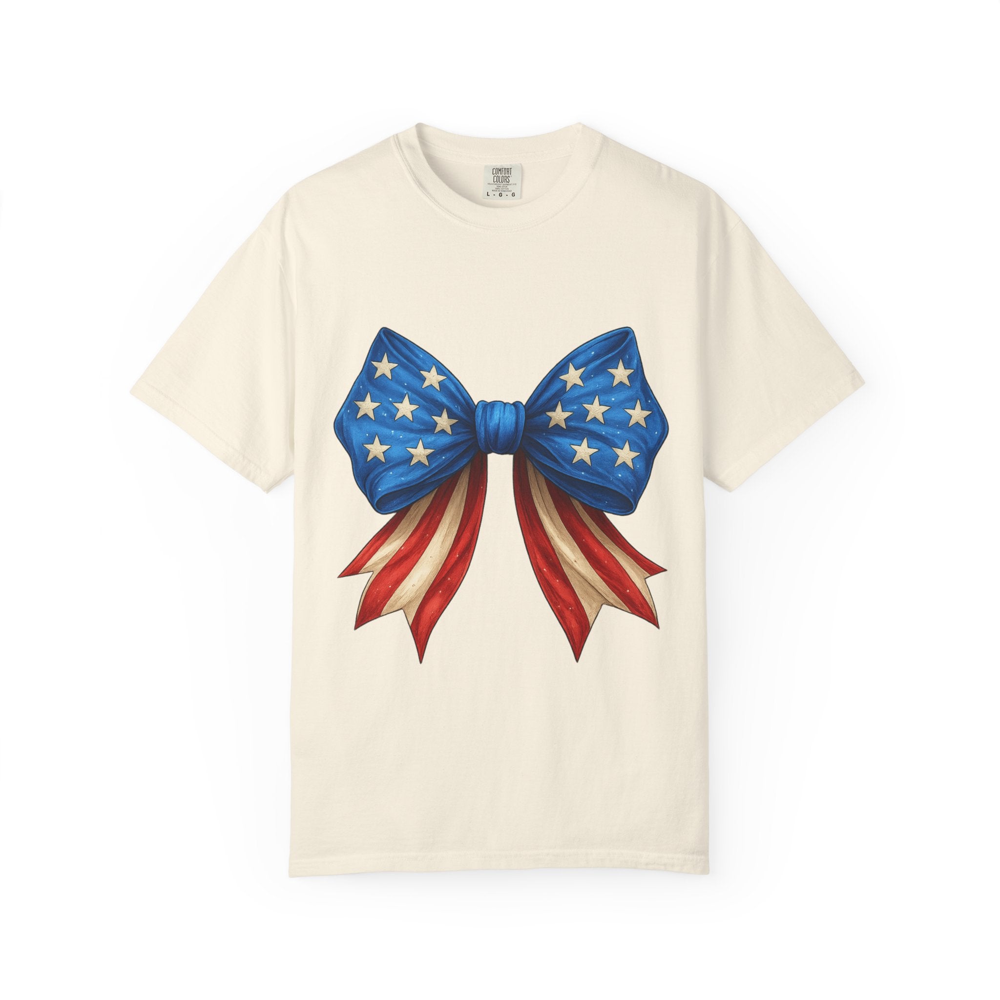 American Flag Bow T-Shirt — Patriotic Stars & Stripes Graphic Tee for Fourth of July