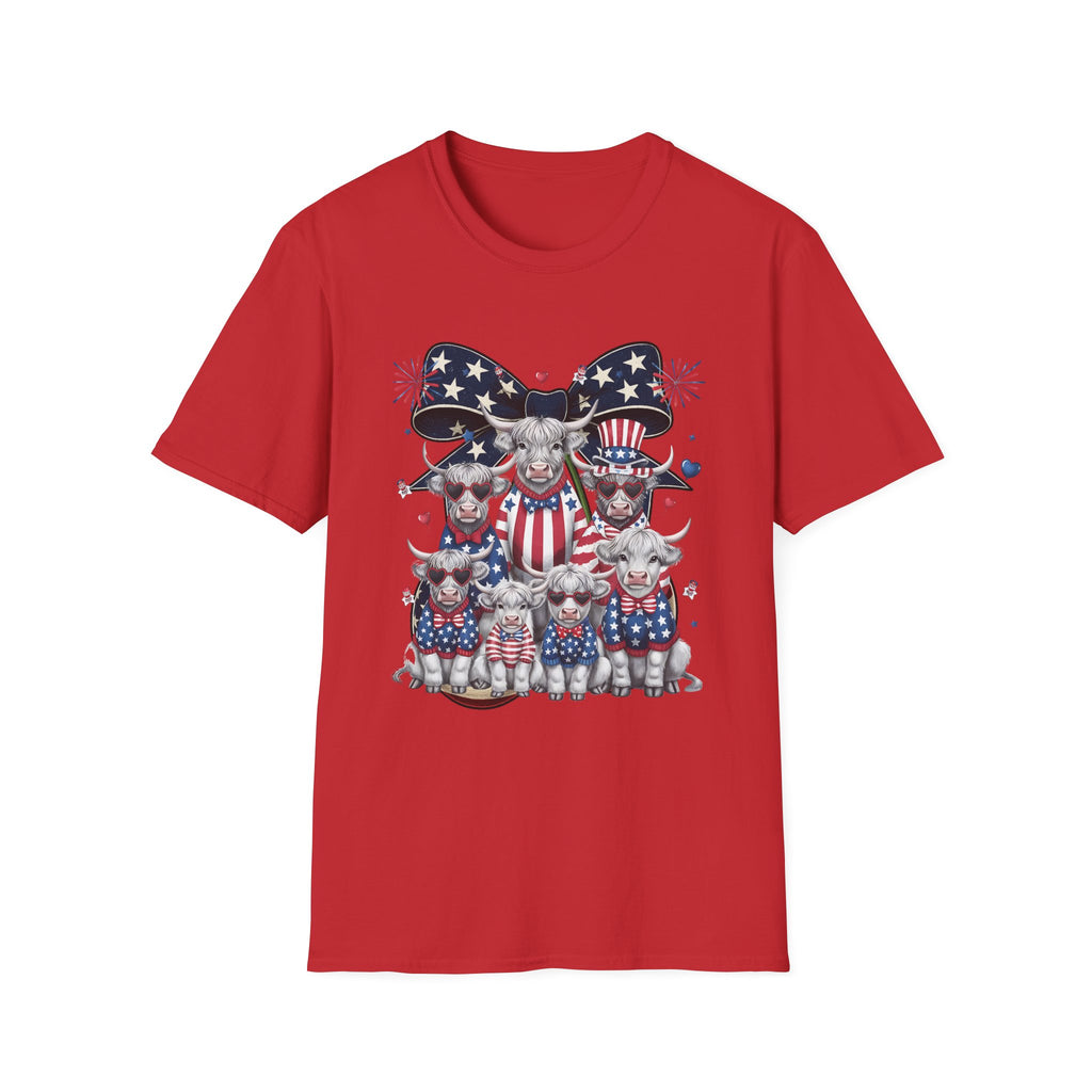 Patriotic Cherry T-Shirt — American Flag Bow & Cherries Graphic