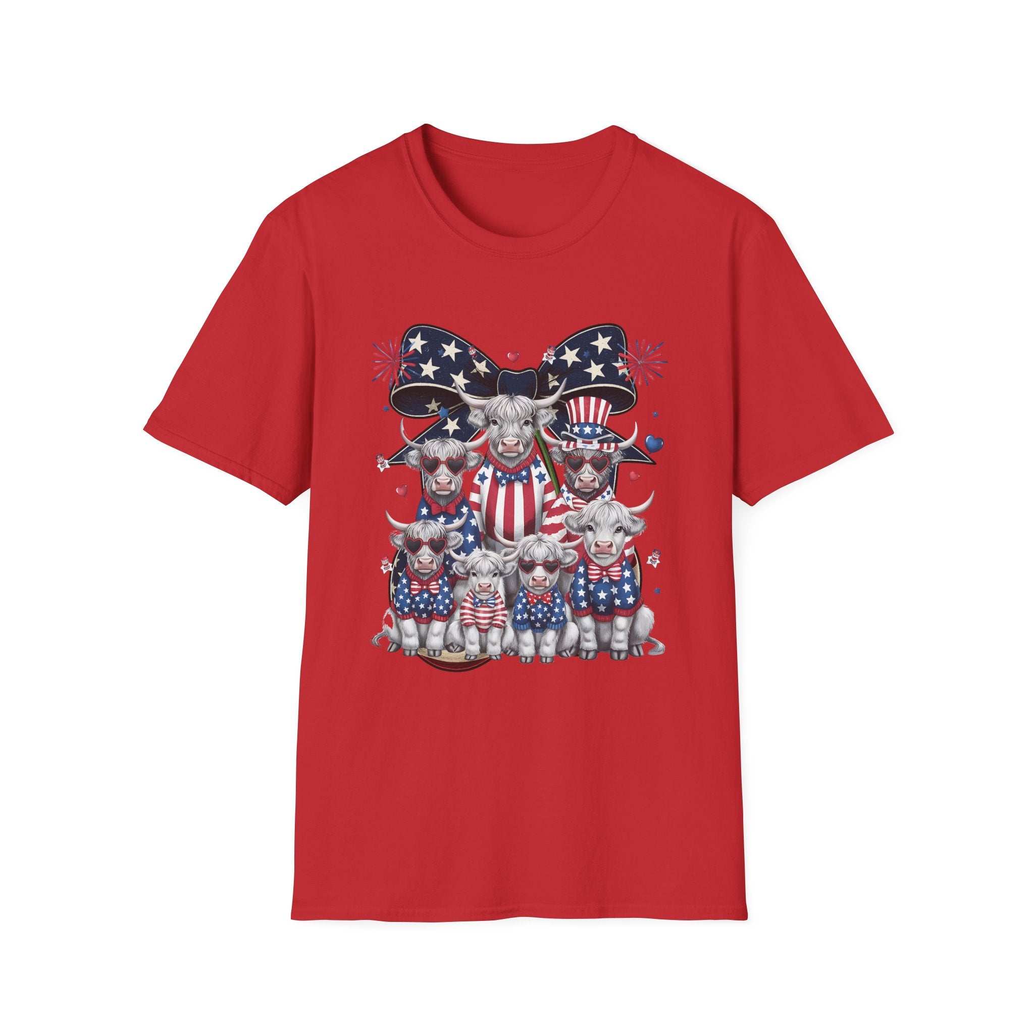 Patriotic Cherry T-Shirt — American Flag Bow & Cherries Graphic