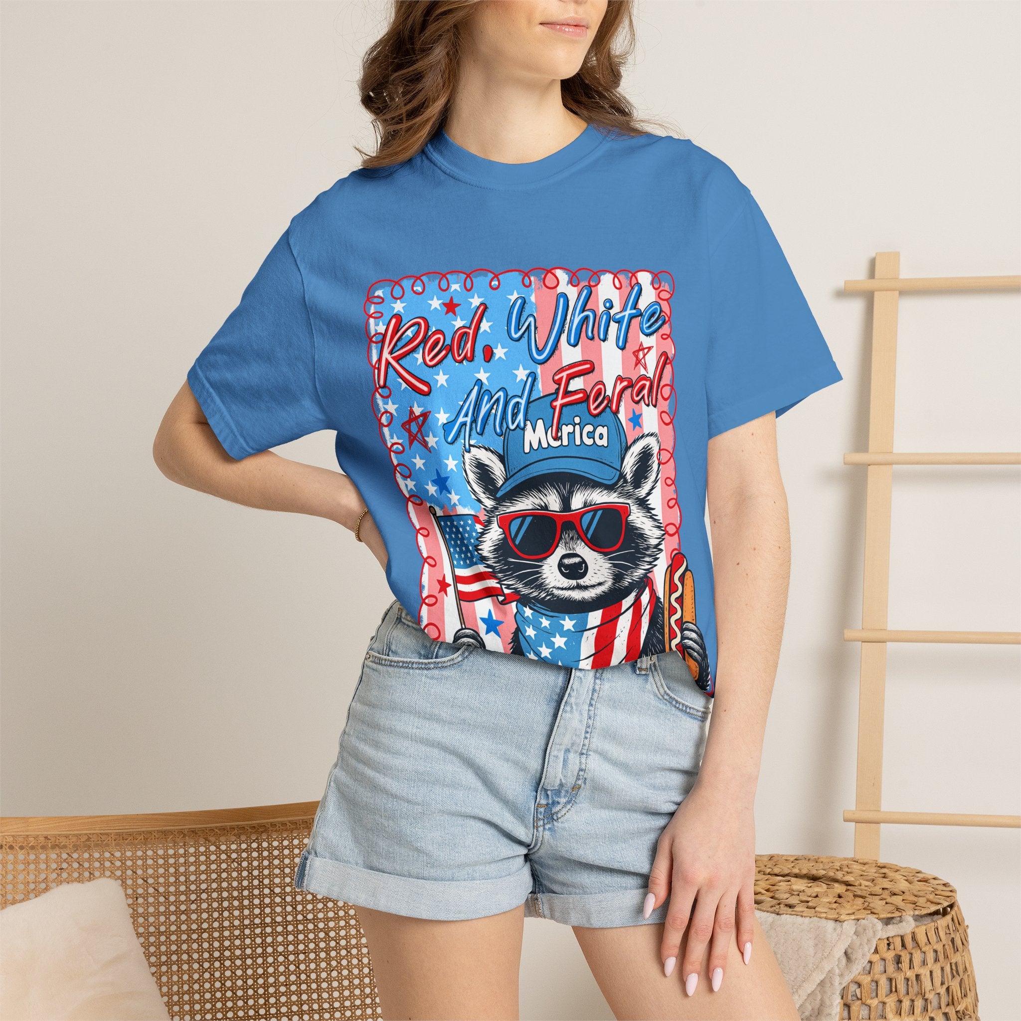 Patriotic Raccoon T‑Shirt — "Red, White and Ferale 'Merica" 4th of July Tee