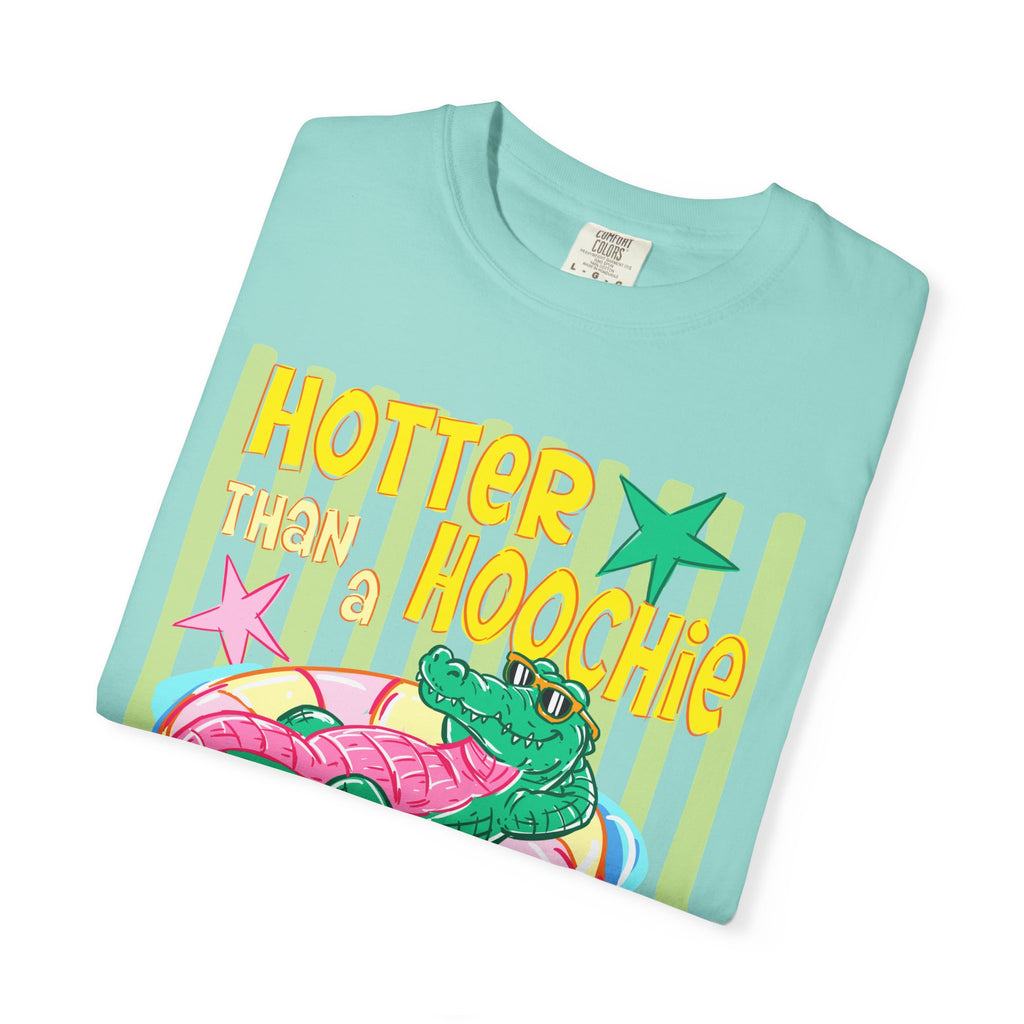 Graphic T-Shirt — “Hotter Than Hoochie Coochie” Retro Pool Float Design