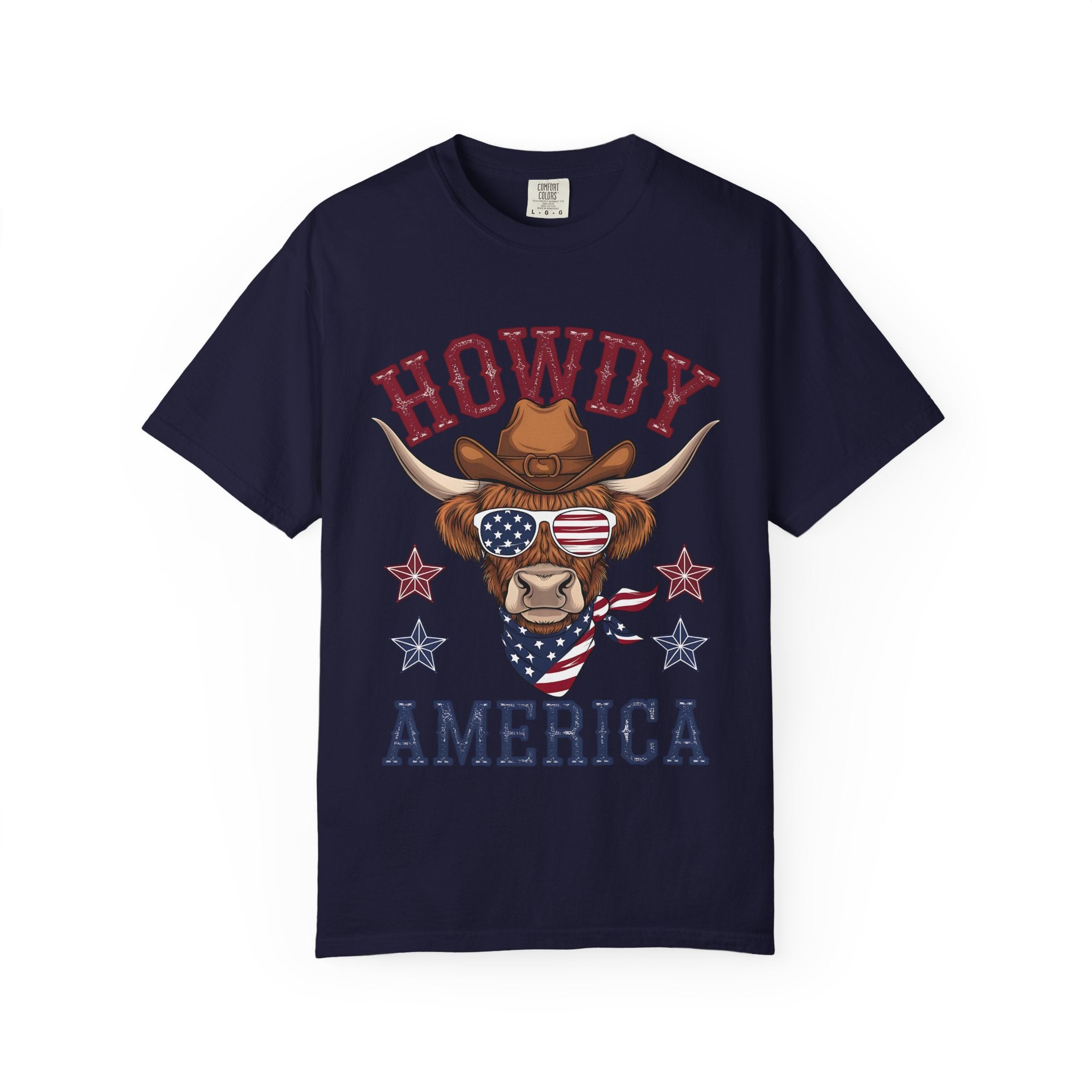 Howdy America Patriotic Cow Tee