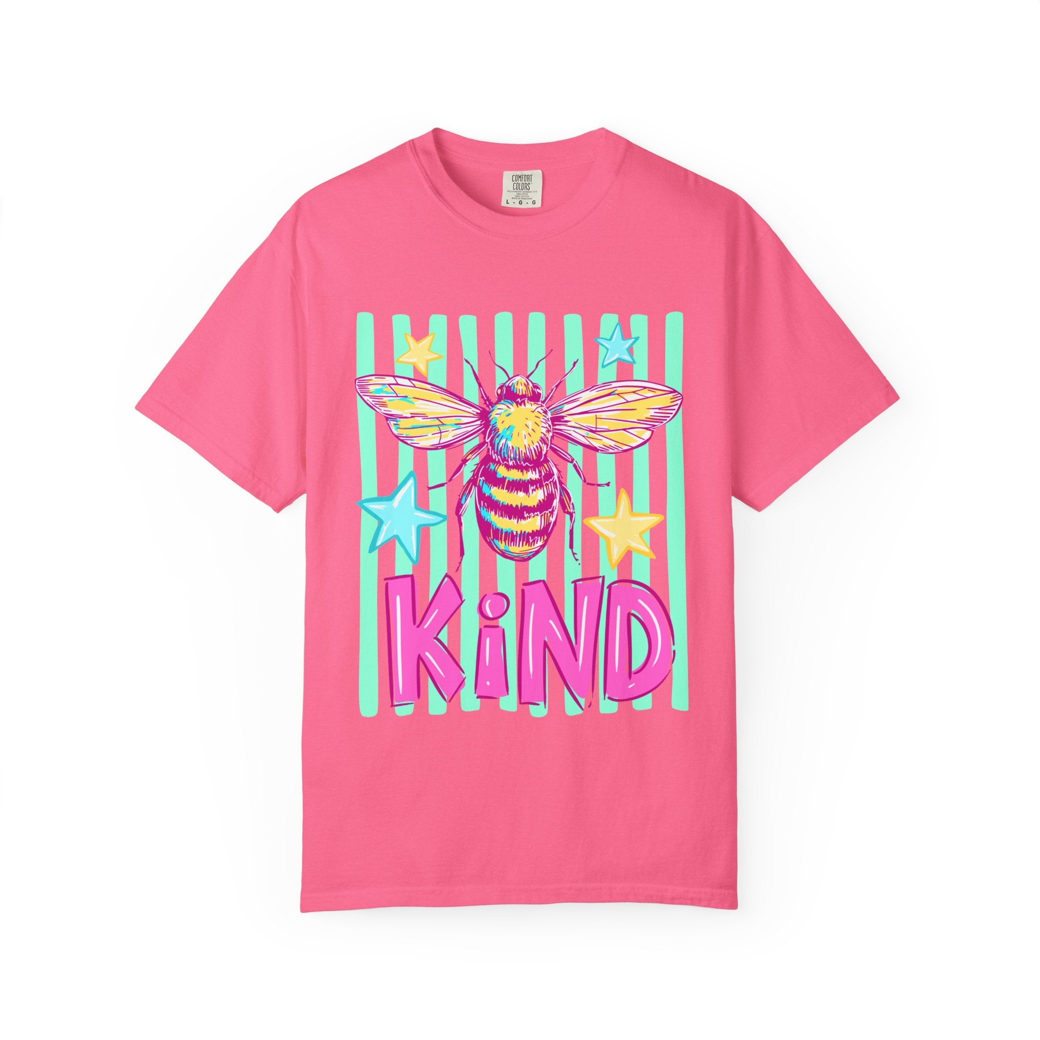 Kind Bee T-Shirt — Bright Pastel Graphic Tee with 'KIND' Text