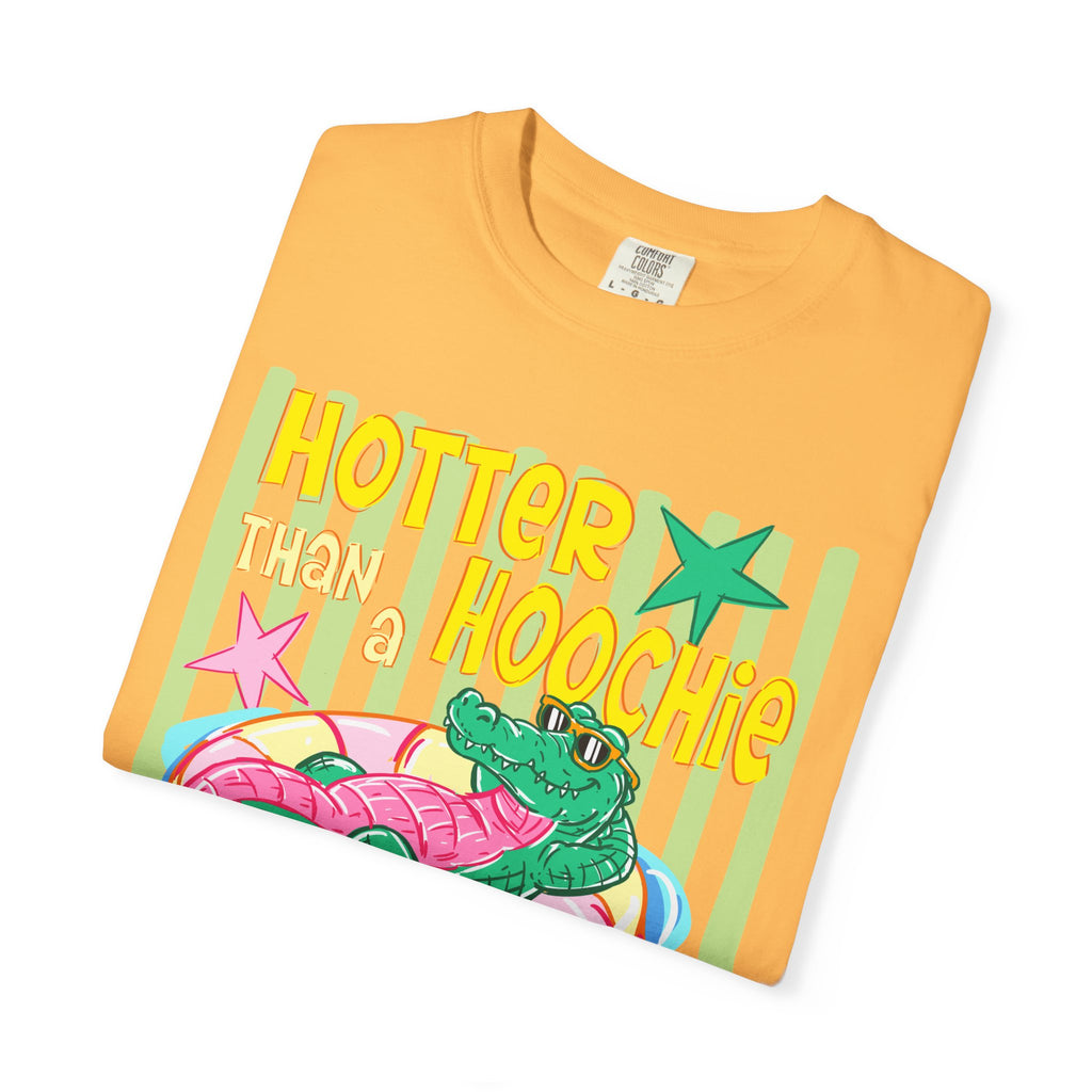 Graphic T-Shirt — “Hotter Than Hoochie Coochie” Retro Pool Float Design