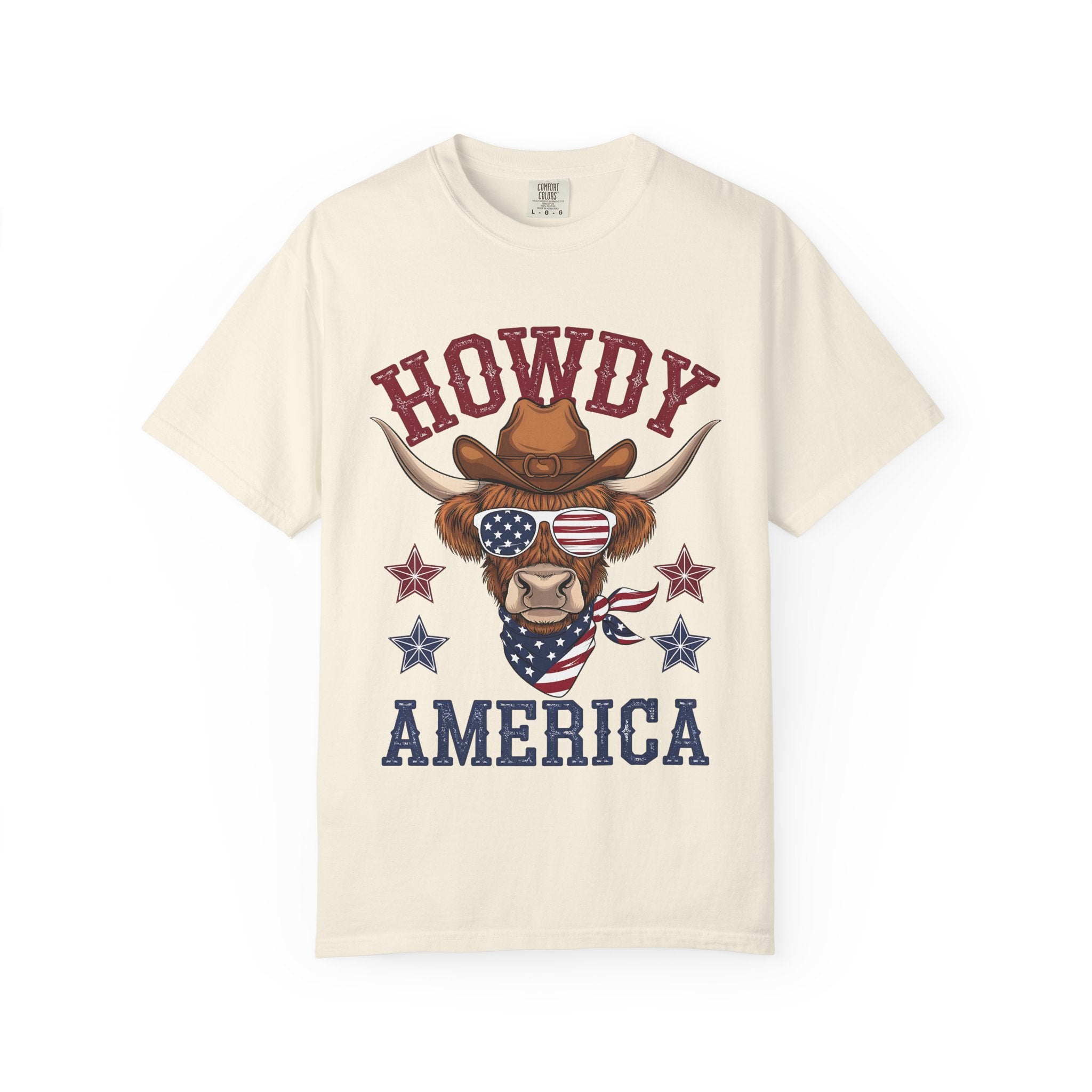 Howdy America Patriotic Cow Tee