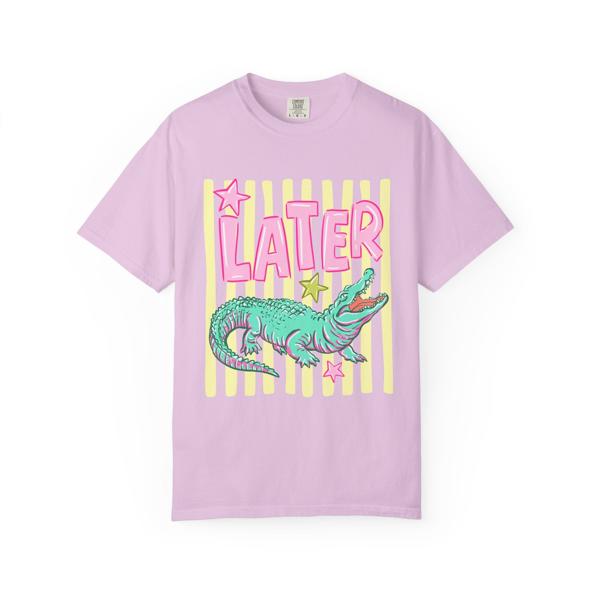Later Alligator T-Shirt — Retro Neon Crocodile Graphic Tee