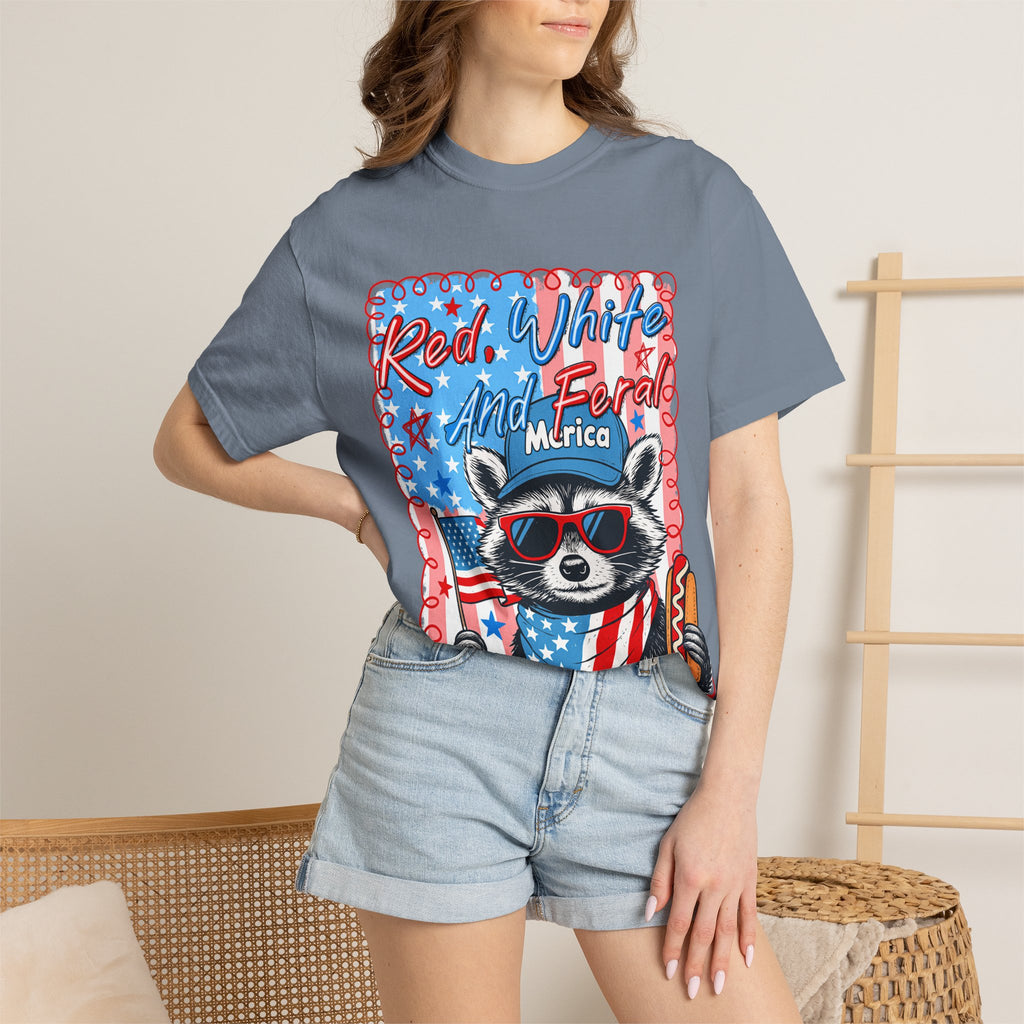 Patriotic Raccoon T‑Shirt — "Red, White and Ferale 'Merica" 4th of July Tee