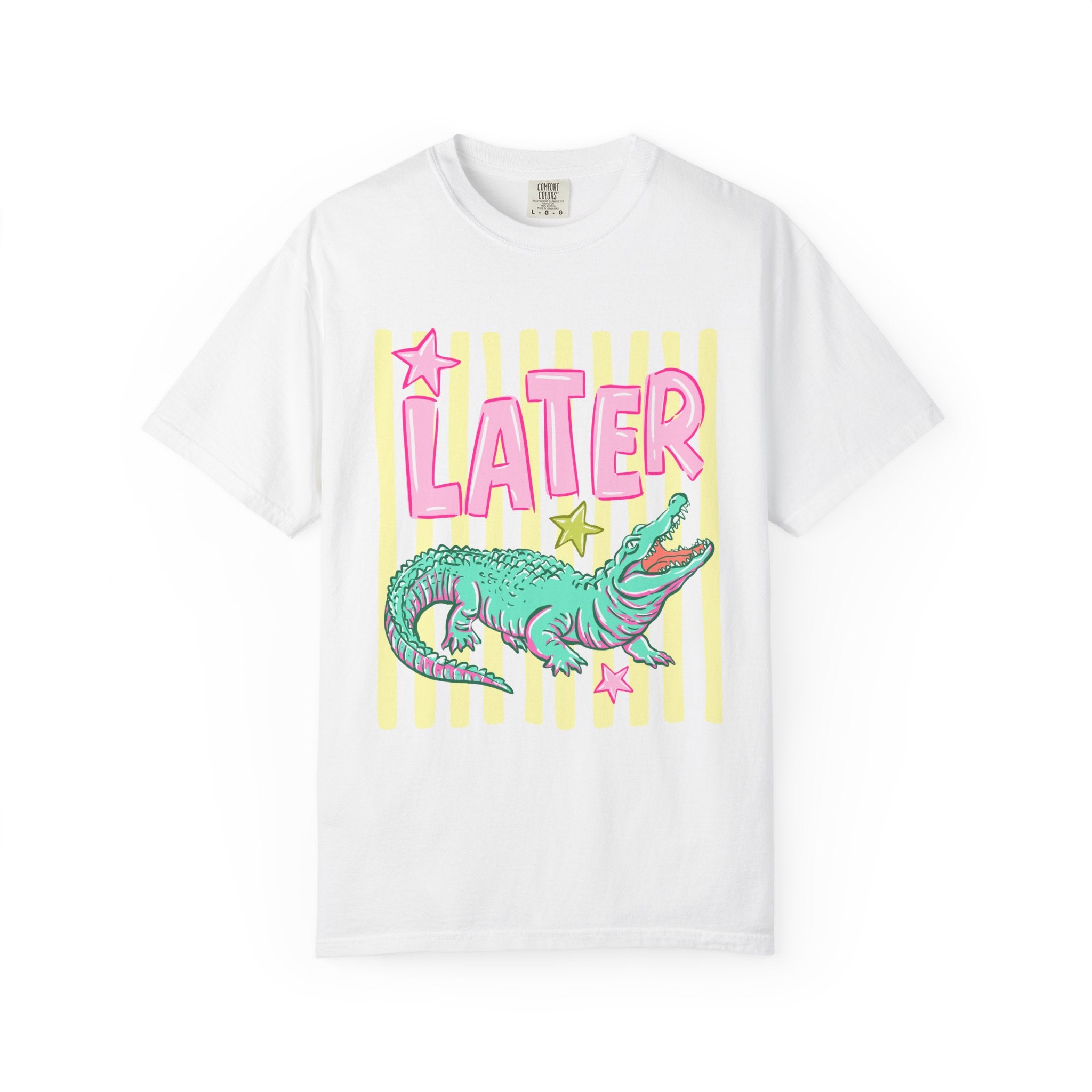 Later Alligator T-Shirt — Retro Neon Crocodile Graphic Tee