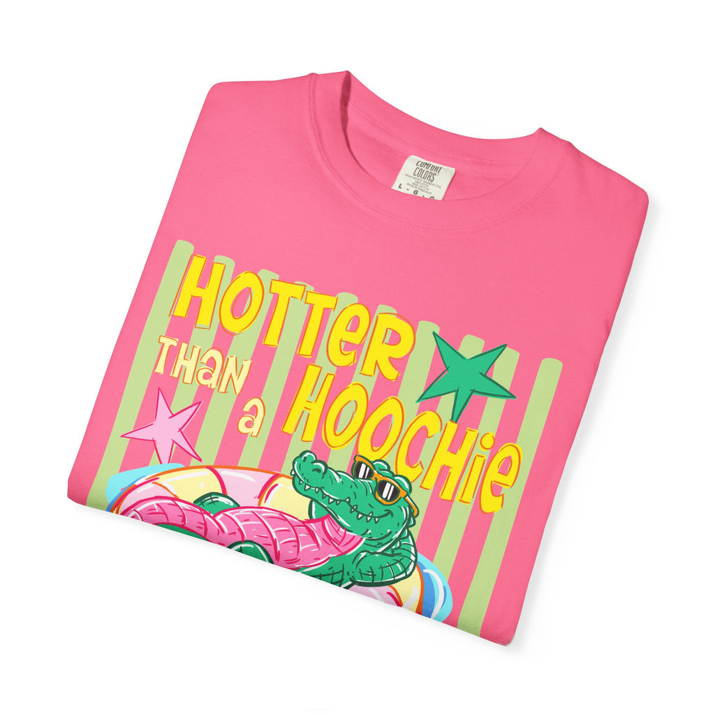 Graphic T-Shirt — “Hotter Than Hoochie Coochie” Retro Pool Float Design