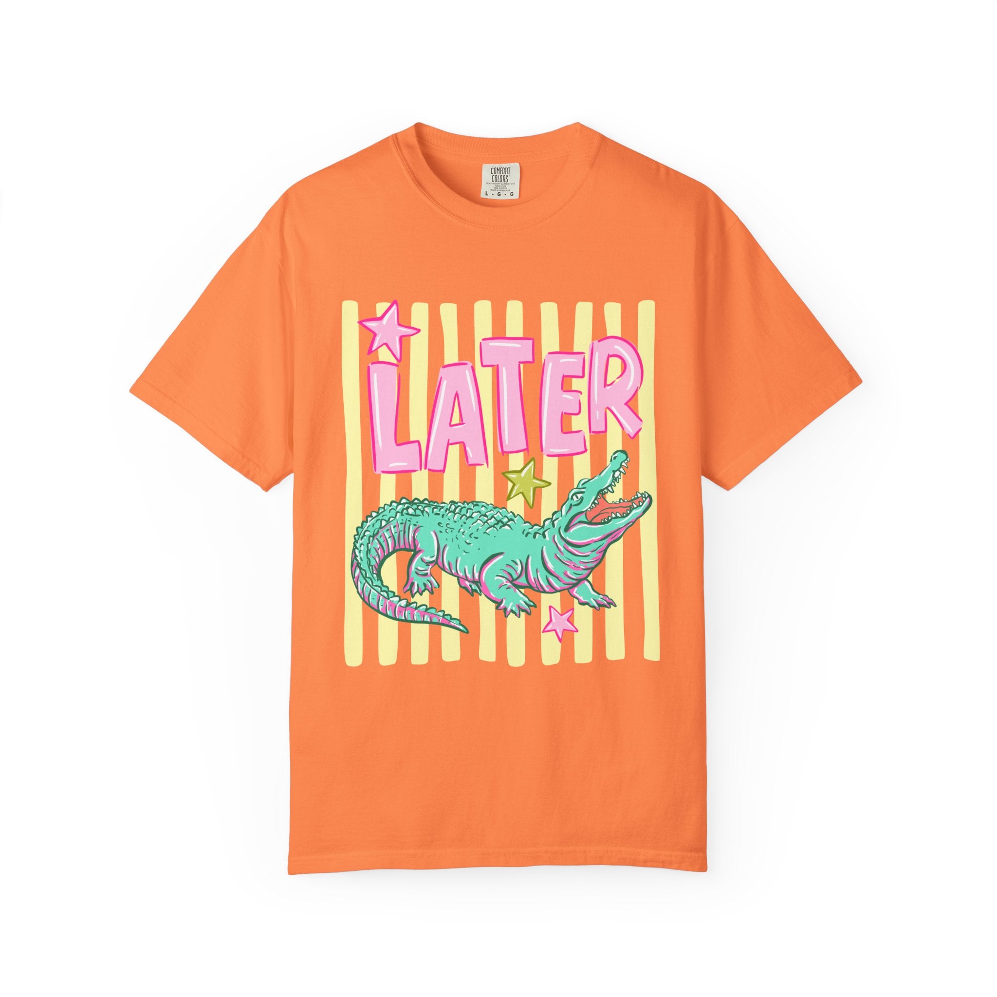 Later Alligator T-Shirt — Retro Neon Crocodile Graphic Tee