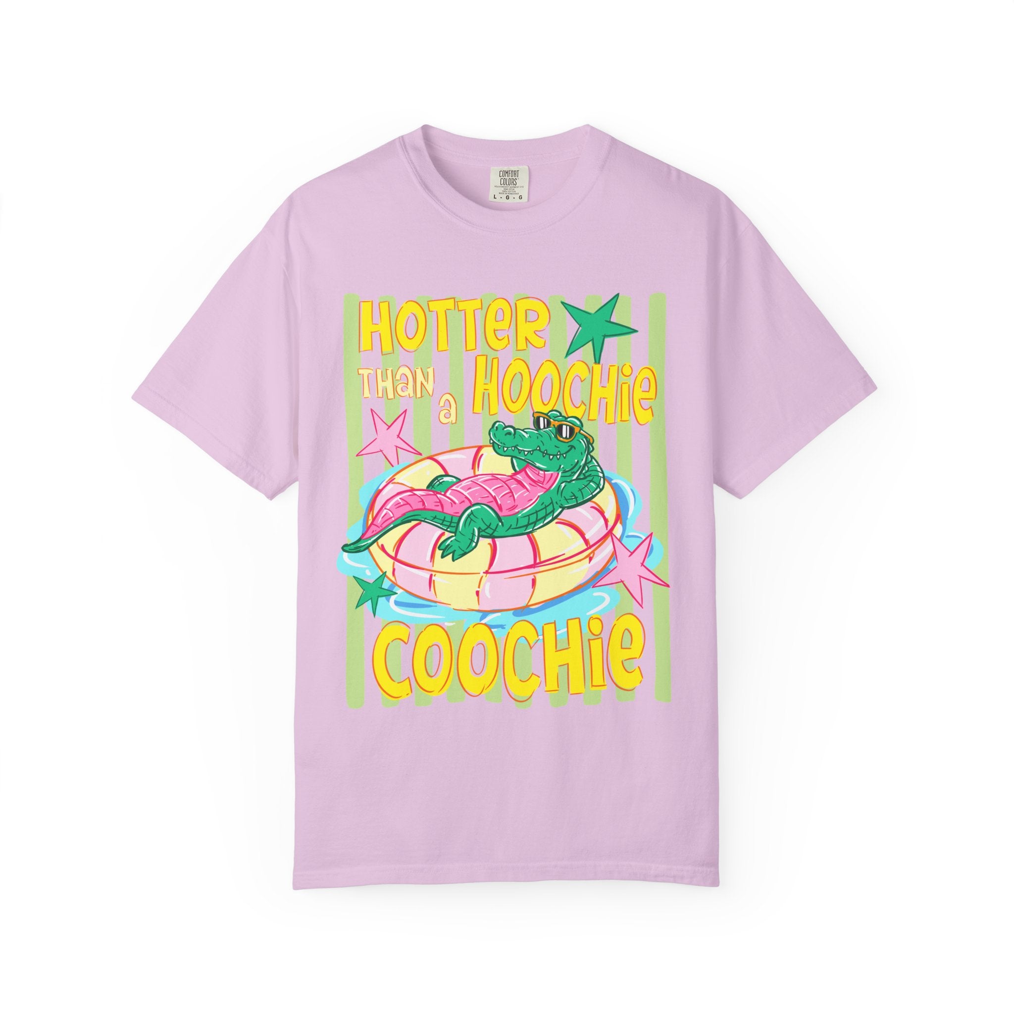 Graphic T-Shirt — “Hotter Than Hoochie Coochie” Retro Pool Float Design