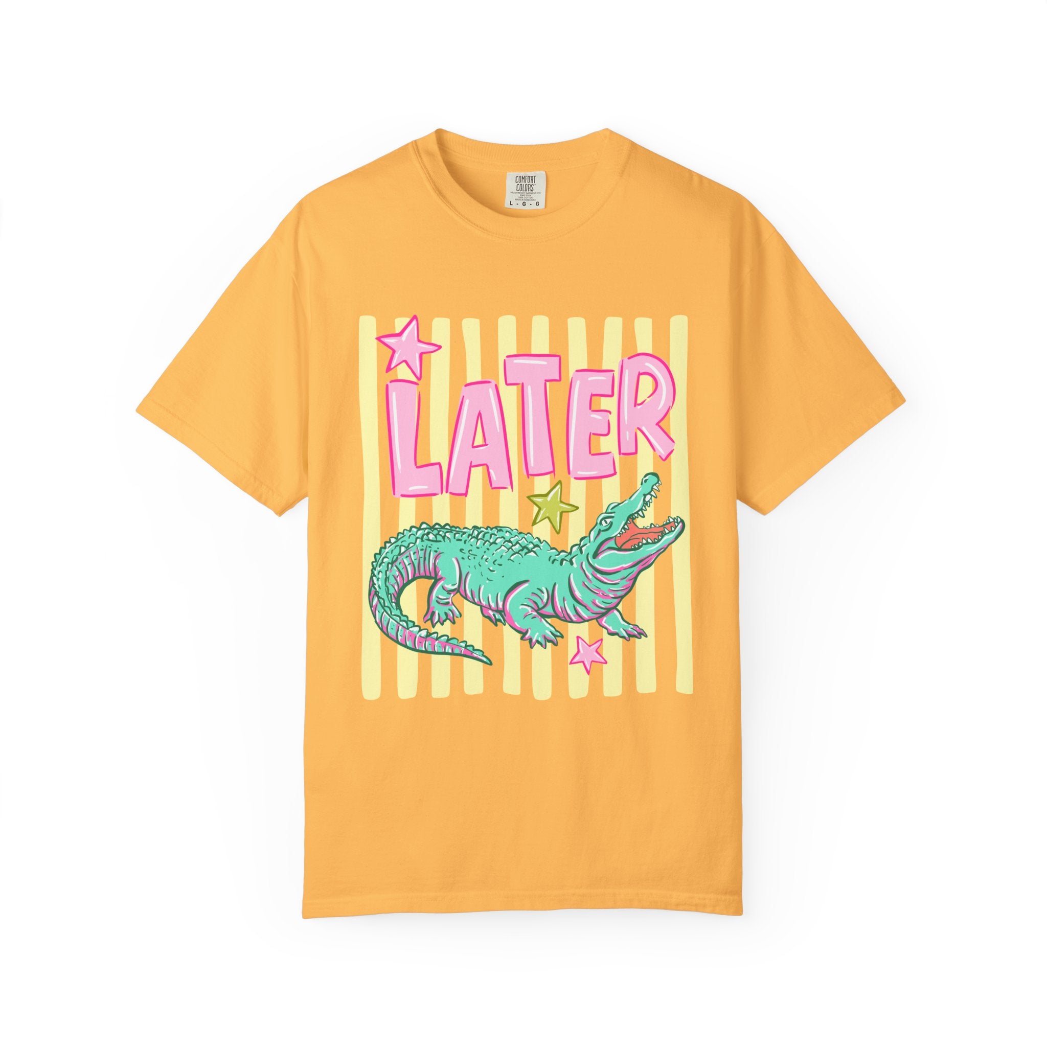 Later Alligator T-Shirt — Retro Neon Crocodile Graphic Tee