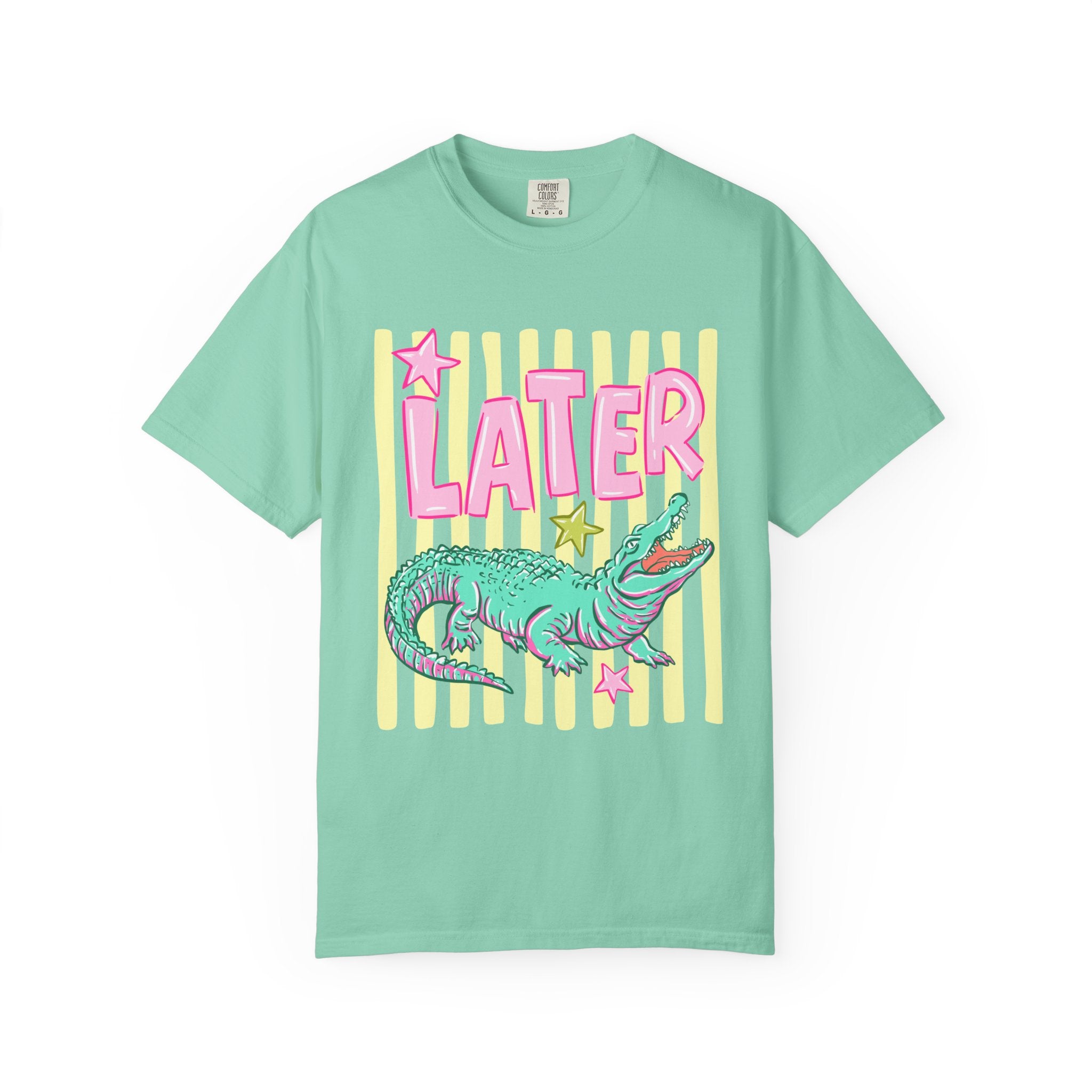 Later Alligator T-Shirt — Retro Neon Crocodile Graphic Tee