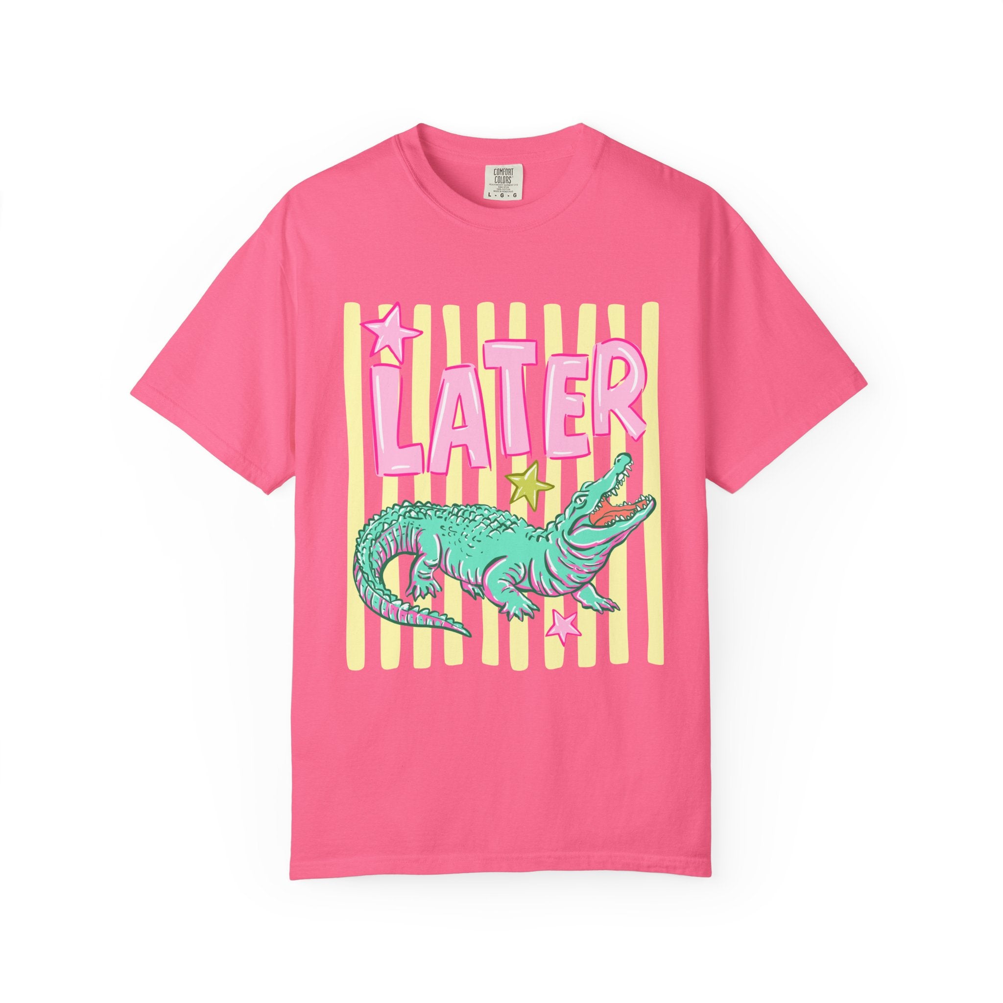 Later Alligator T-Shirt — Retro Neon Crocodile Graphic Tee