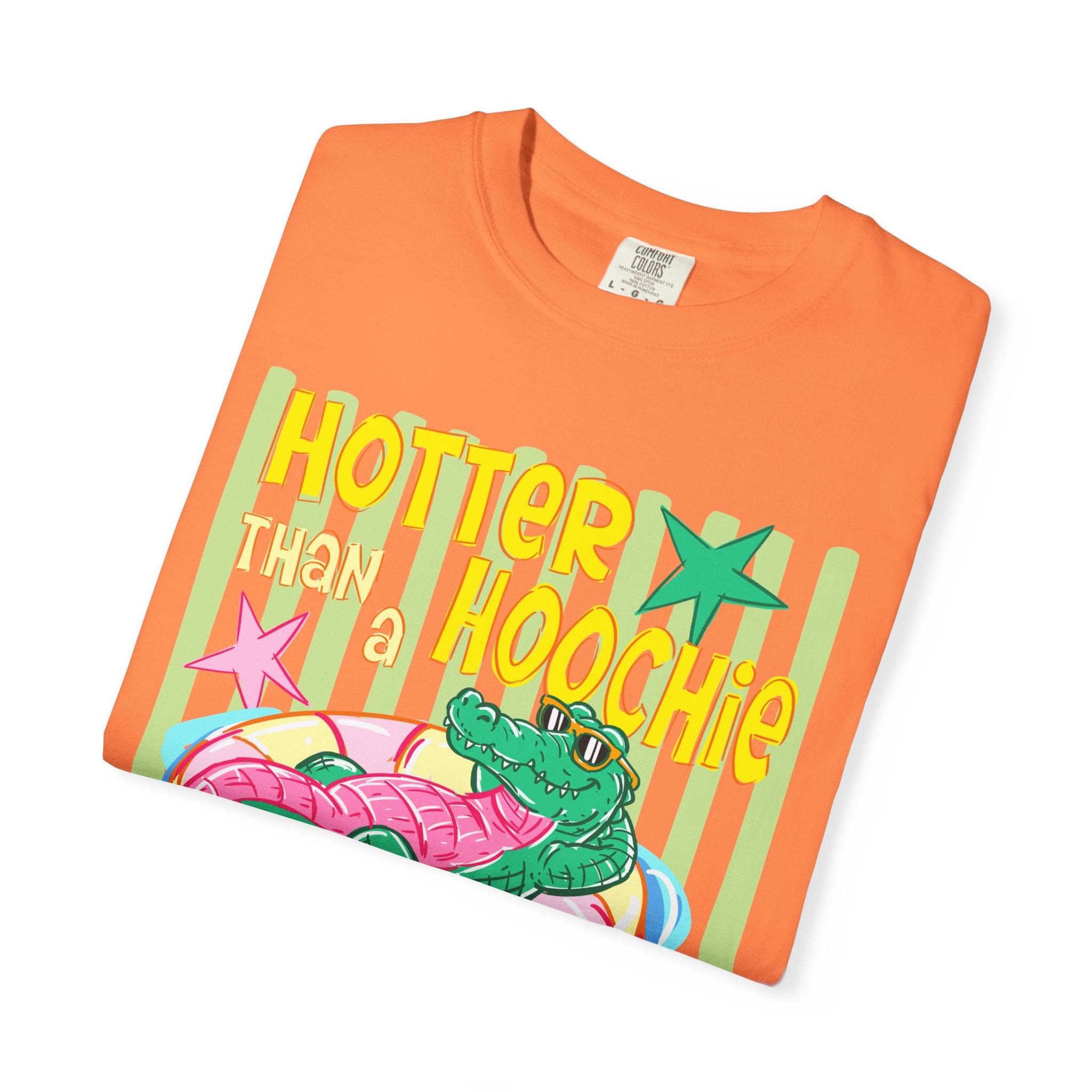 Graphic T-Shirt — “Hotter Than Hoochie Coochie” Retro Pool Float Design