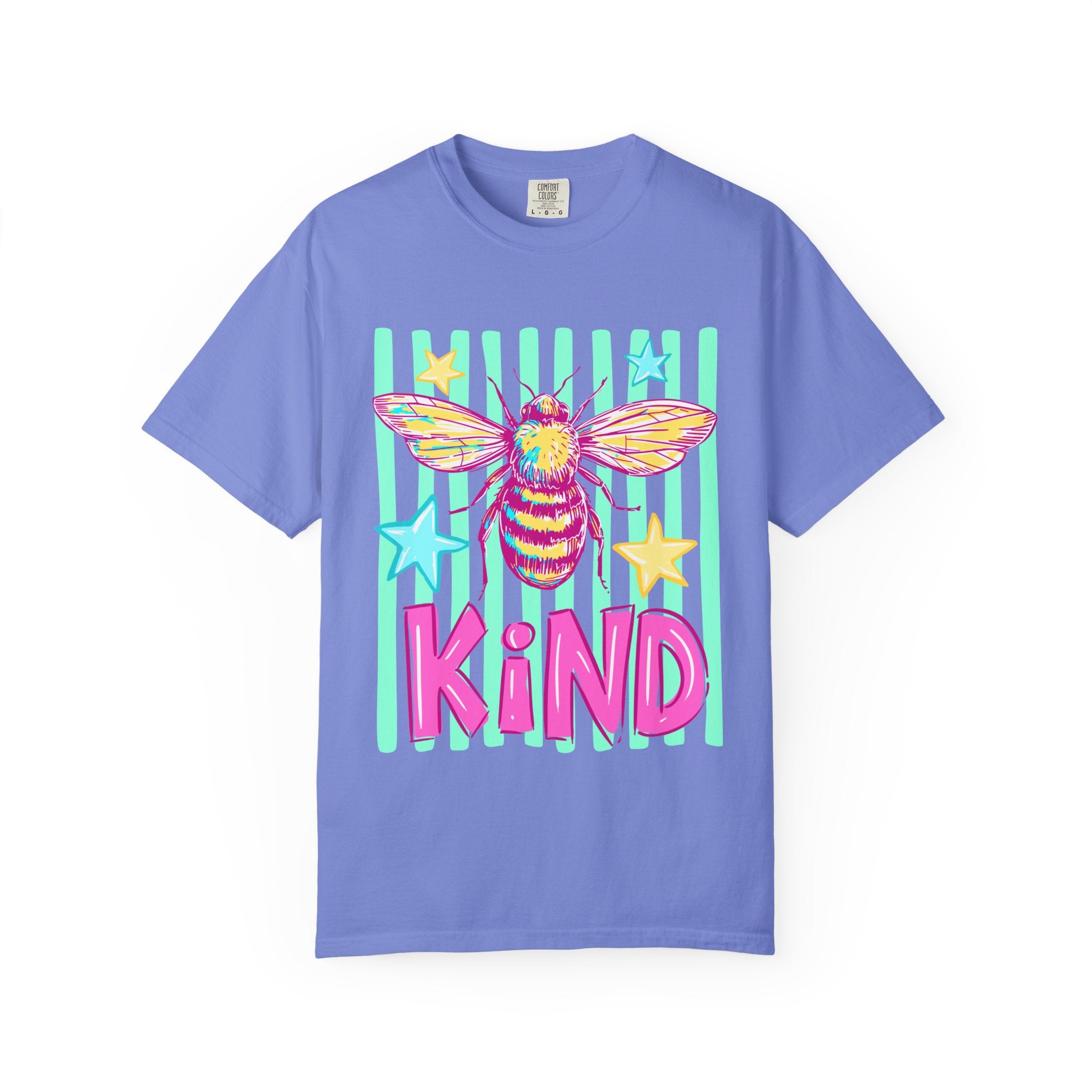 Kind Bee T-Shirt — Bright Pastel Graphic Tee with 'KIND' Text