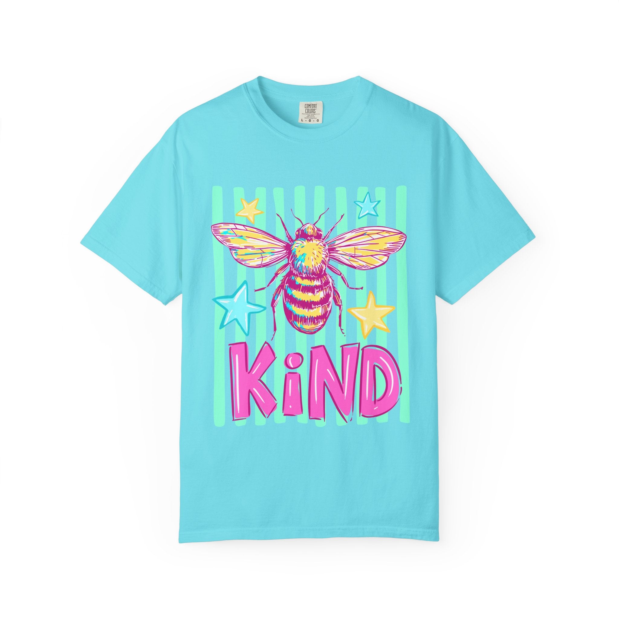 Kind Bee T-Shirt — Bright Pastel Graphic Tee with 'KIND' Text