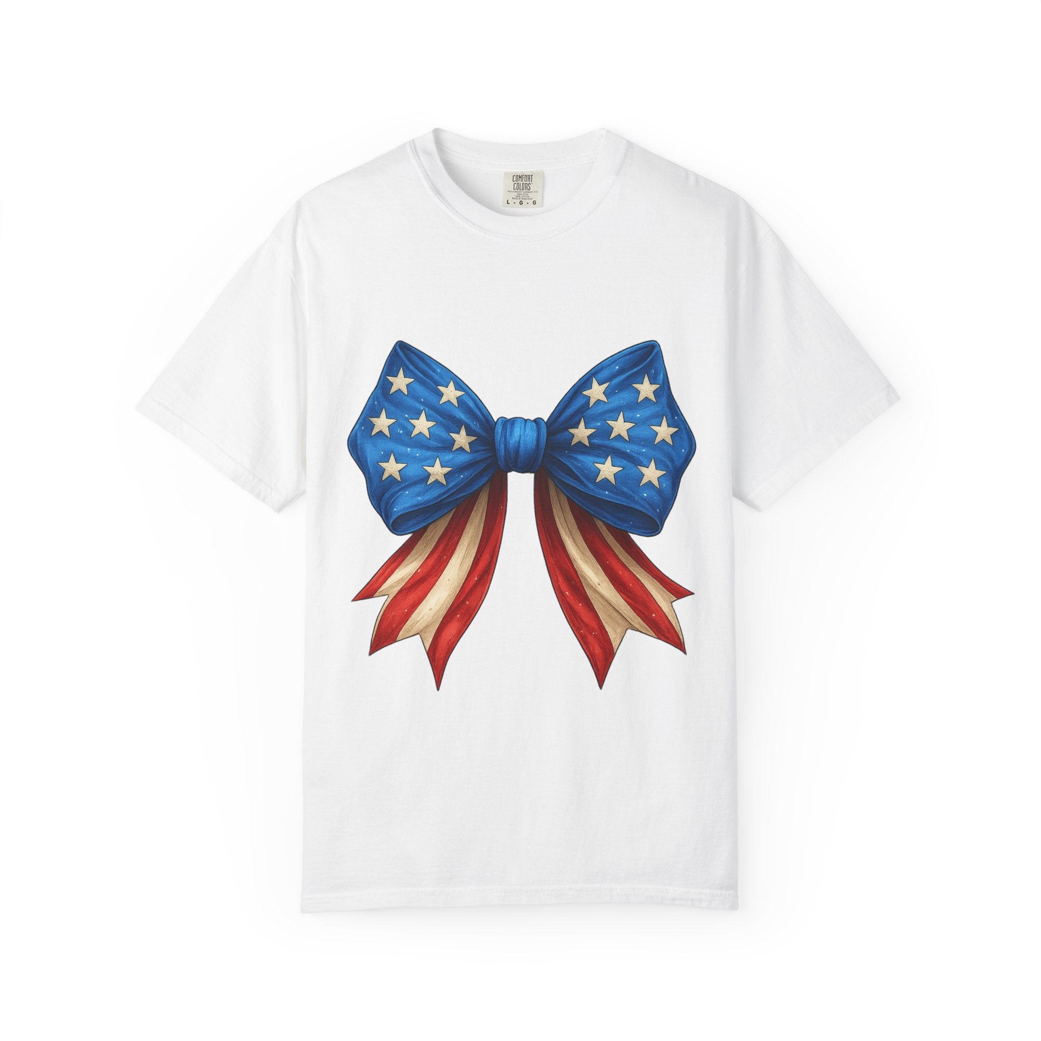 American Flag Bow T-Shirt — Patriotic Stars & Stripes Graphic Tee for Fourth of July