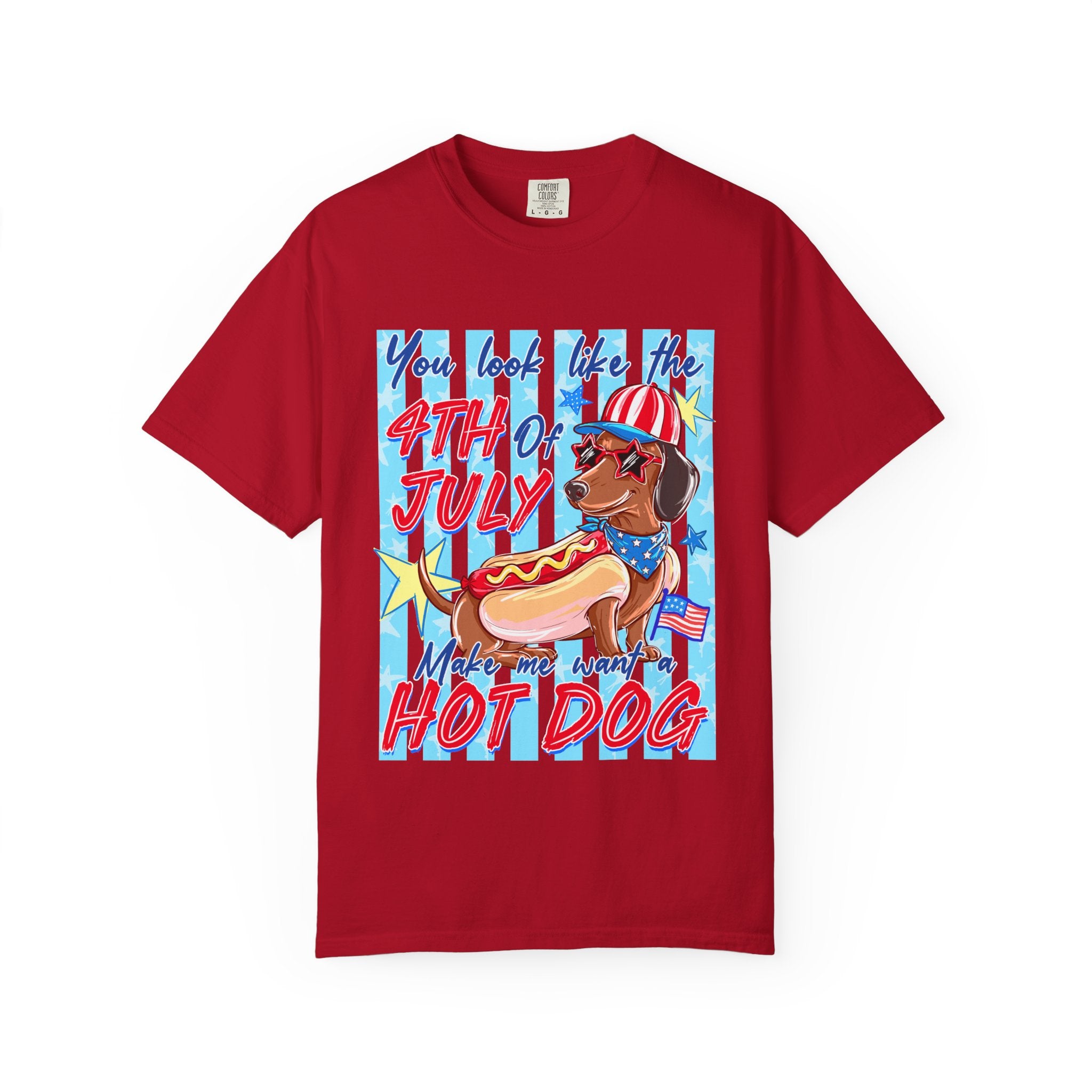 4th of July Hot Dog Dachshund T-Shirt — Funny Patriotic Summer Tee