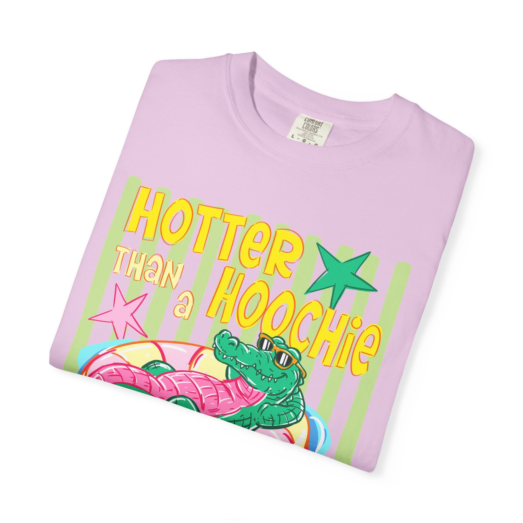 Graphic T-Shirt — “Hotter Than Hoochie Coochie” Retro Pool Float Design