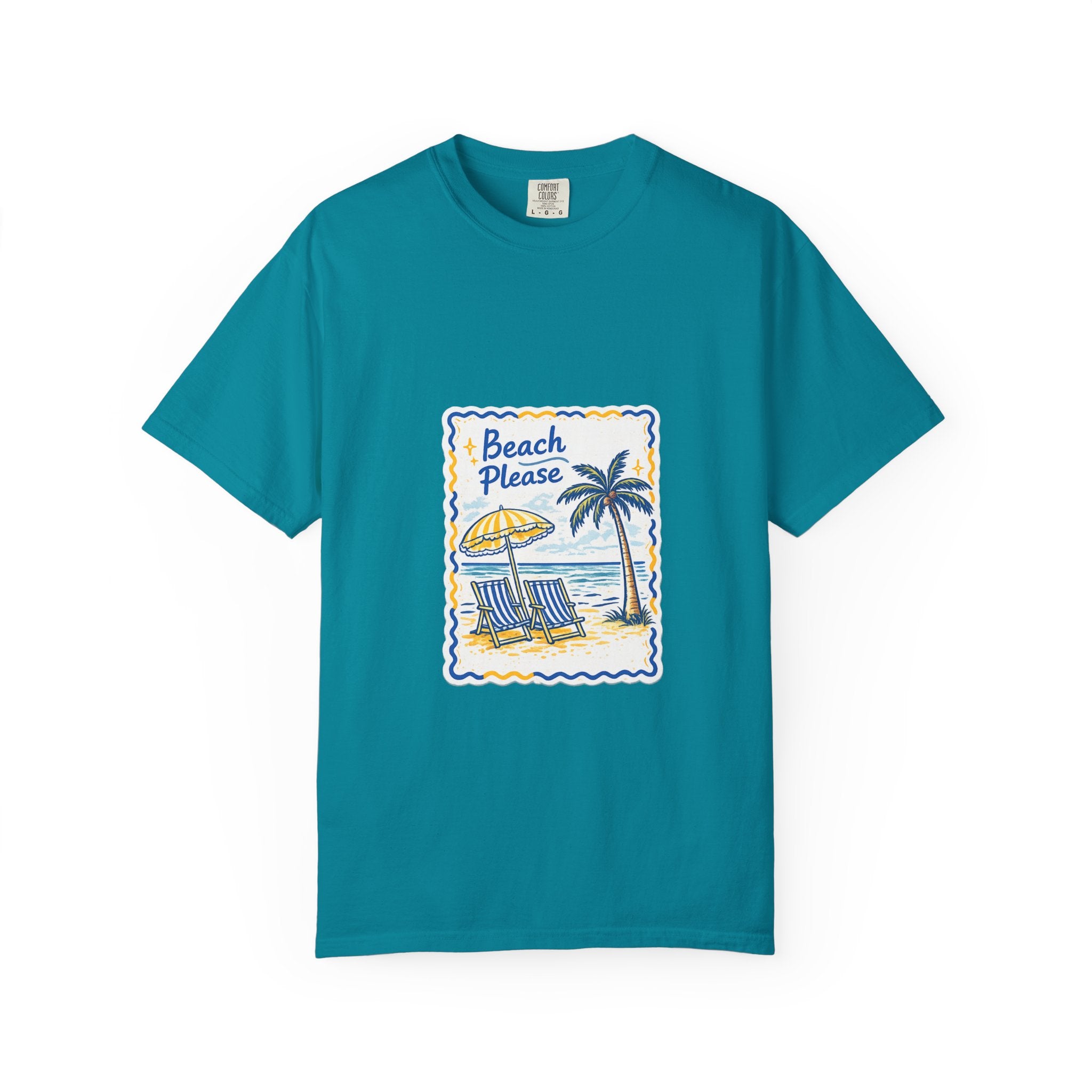 Beach Please T-Shirt — Vintage Palm Tree Seaside Graphic Tee