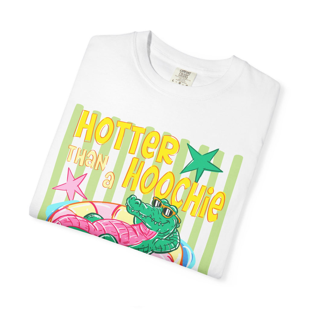 Graphic T-Shirt — “Hotter Than Hoochie Coochie” Retro Pool Float Design