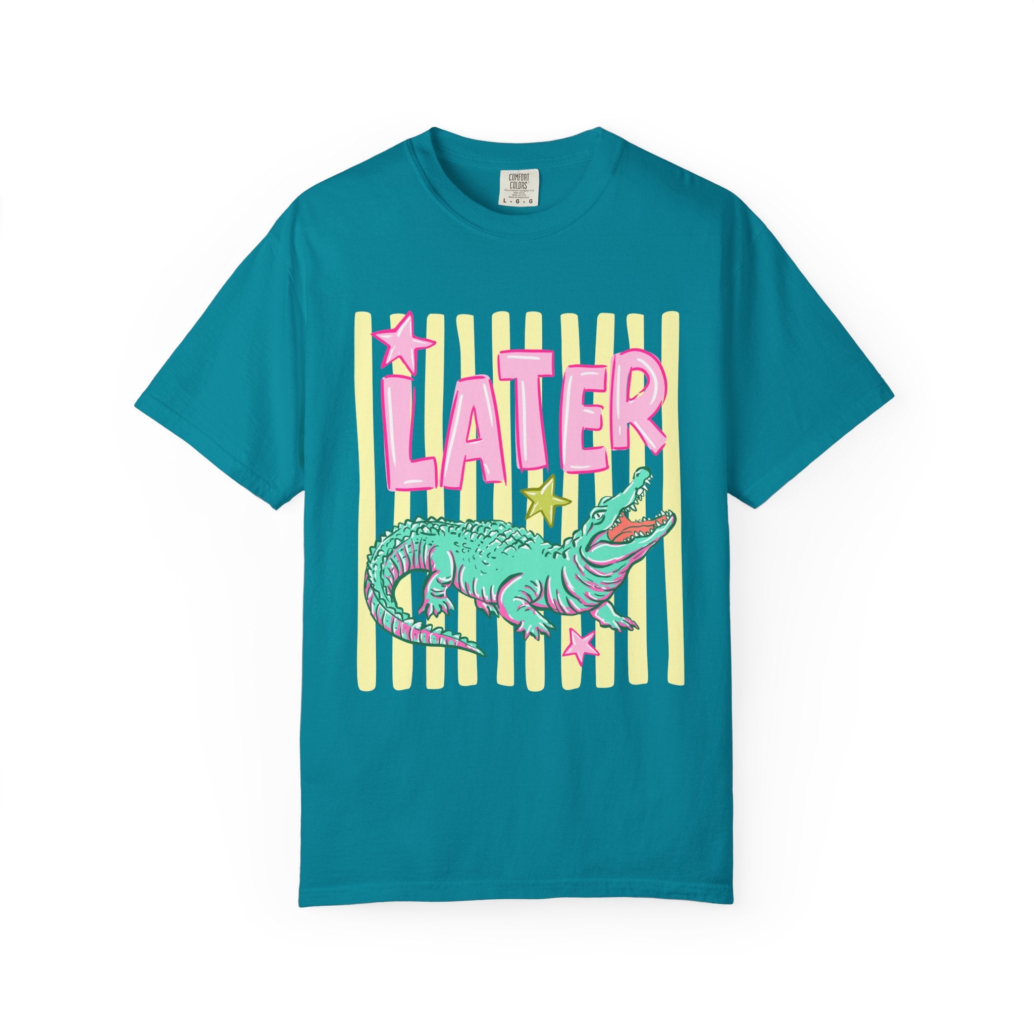 Later Alligator T-Shirt — Retro Neon Crocodile Graphic Tee