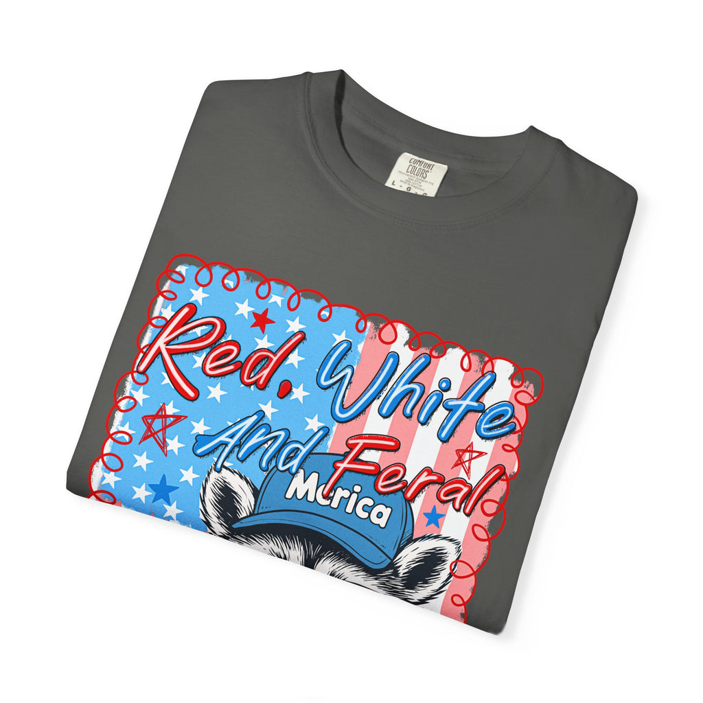 Patriotic Raccoon T‑Shirt — "Red, White and Ferale 'Merica" 4th of July Tee