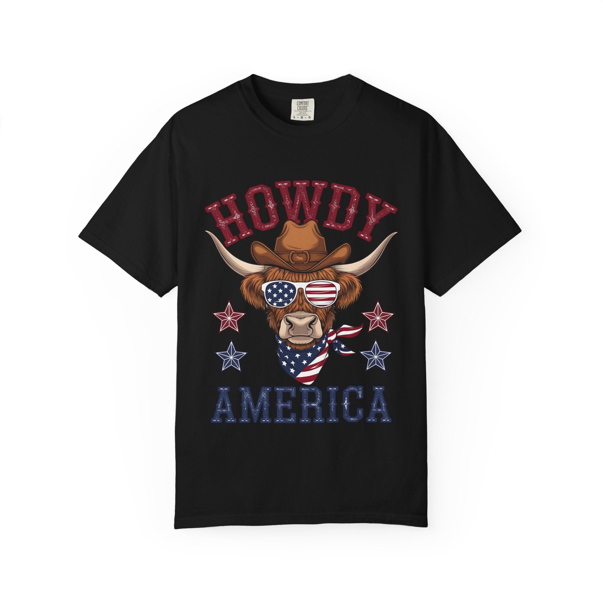 Howdy America Patriotic Cow Tee