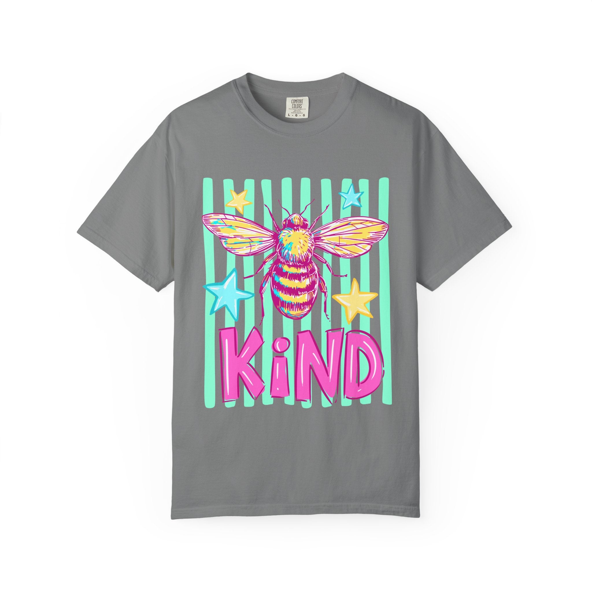 Kind Bee T-Shirt — Bright Pastel Graphic Tee with 'KIND' Text