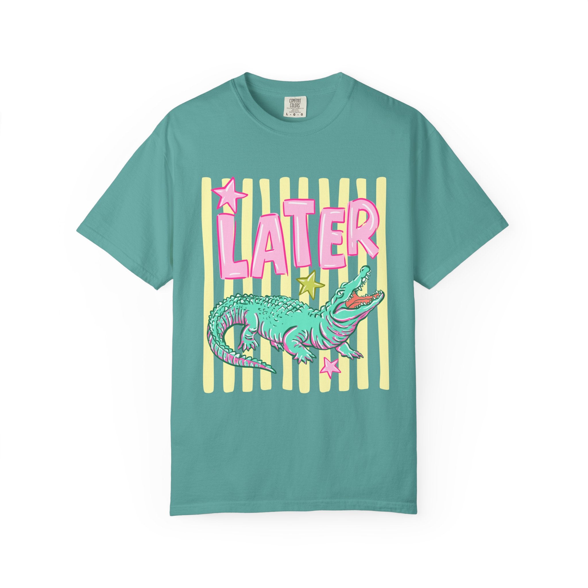 Later Alligator T-Shirt — Retro Neon Crocodile Graphic Tee